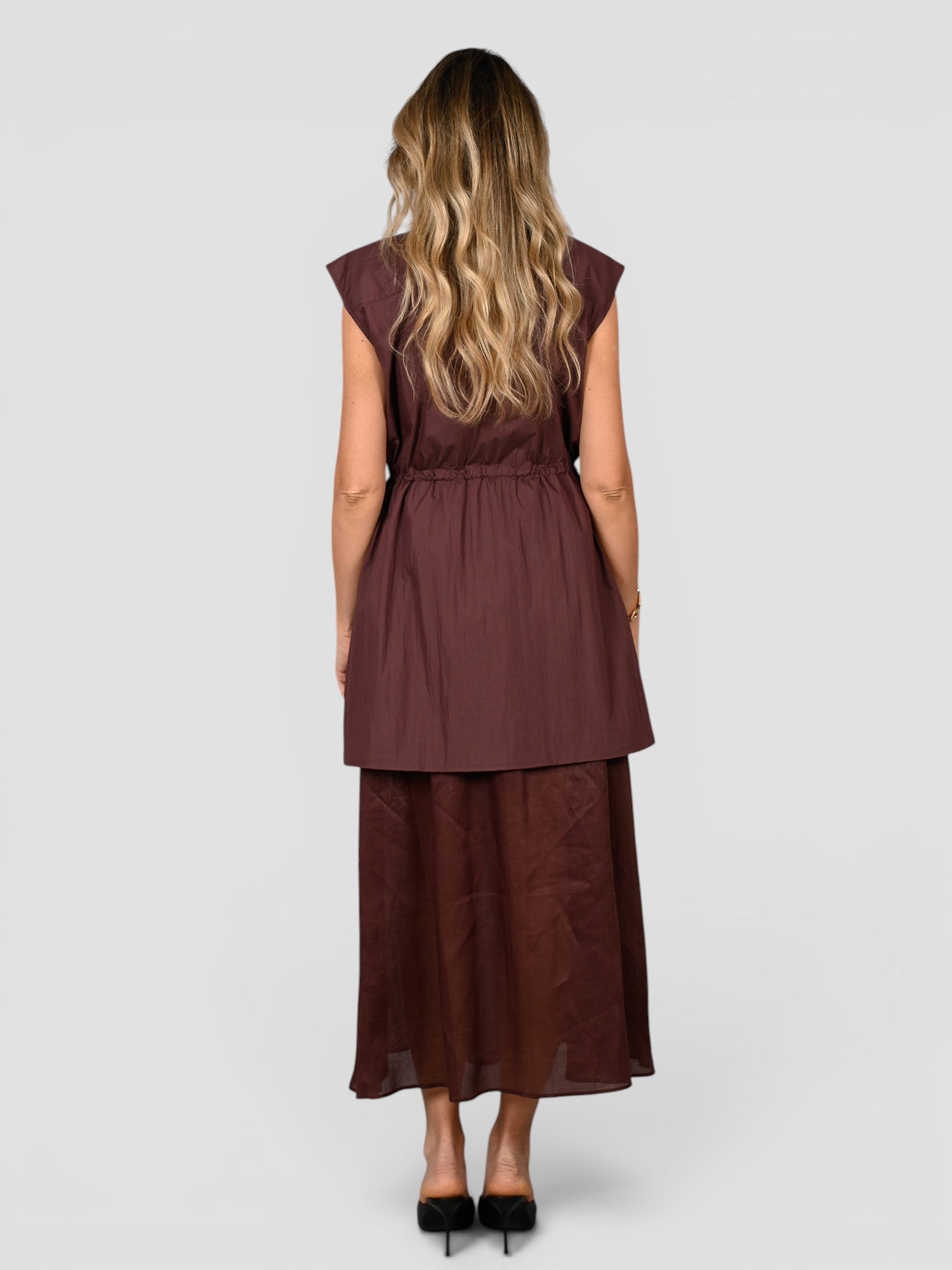 Abito smanicato A037 T002 royal bown A037-T002 PRUGNA ISABELLE BLANCHE PARIS