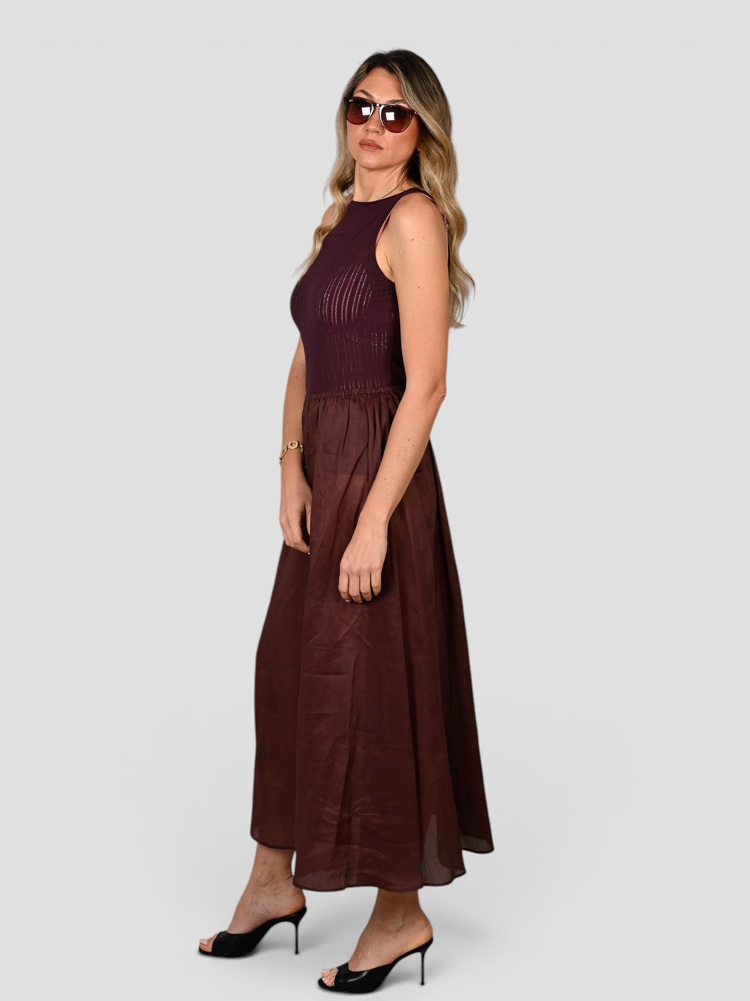 Abito smanicato A037 T002 royal bown A037-T002 PRUGNA ISABELLE BLANCHE PARIS