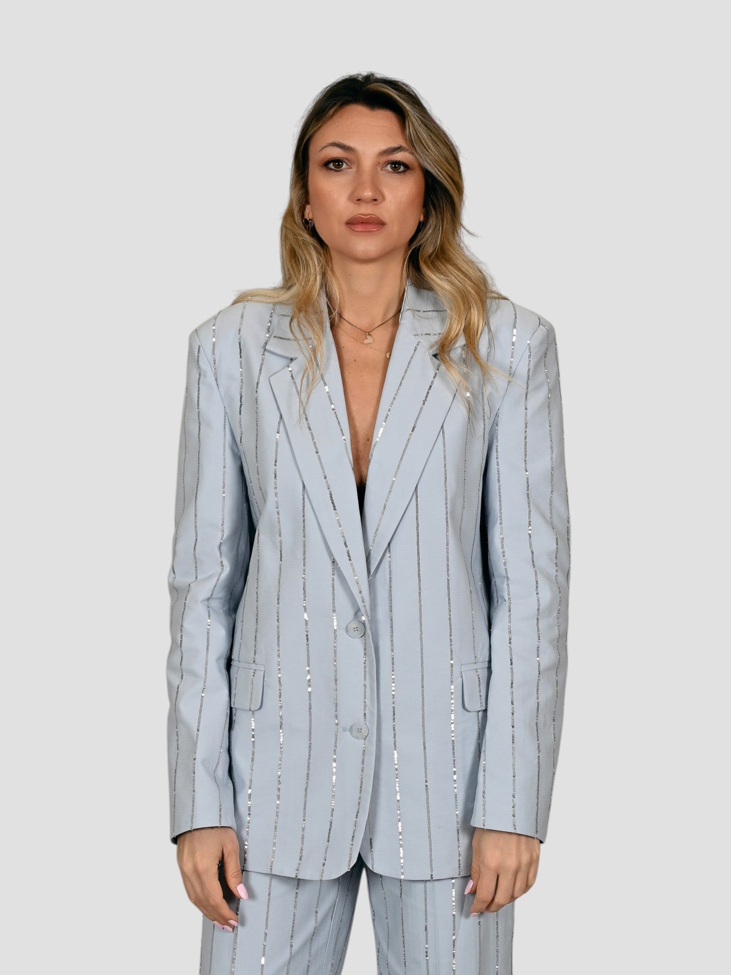 Blazer sartoriale J058 T006 ricamo paillettes J058-T006 CELESTE ISABELLE BLANCHE PARIS