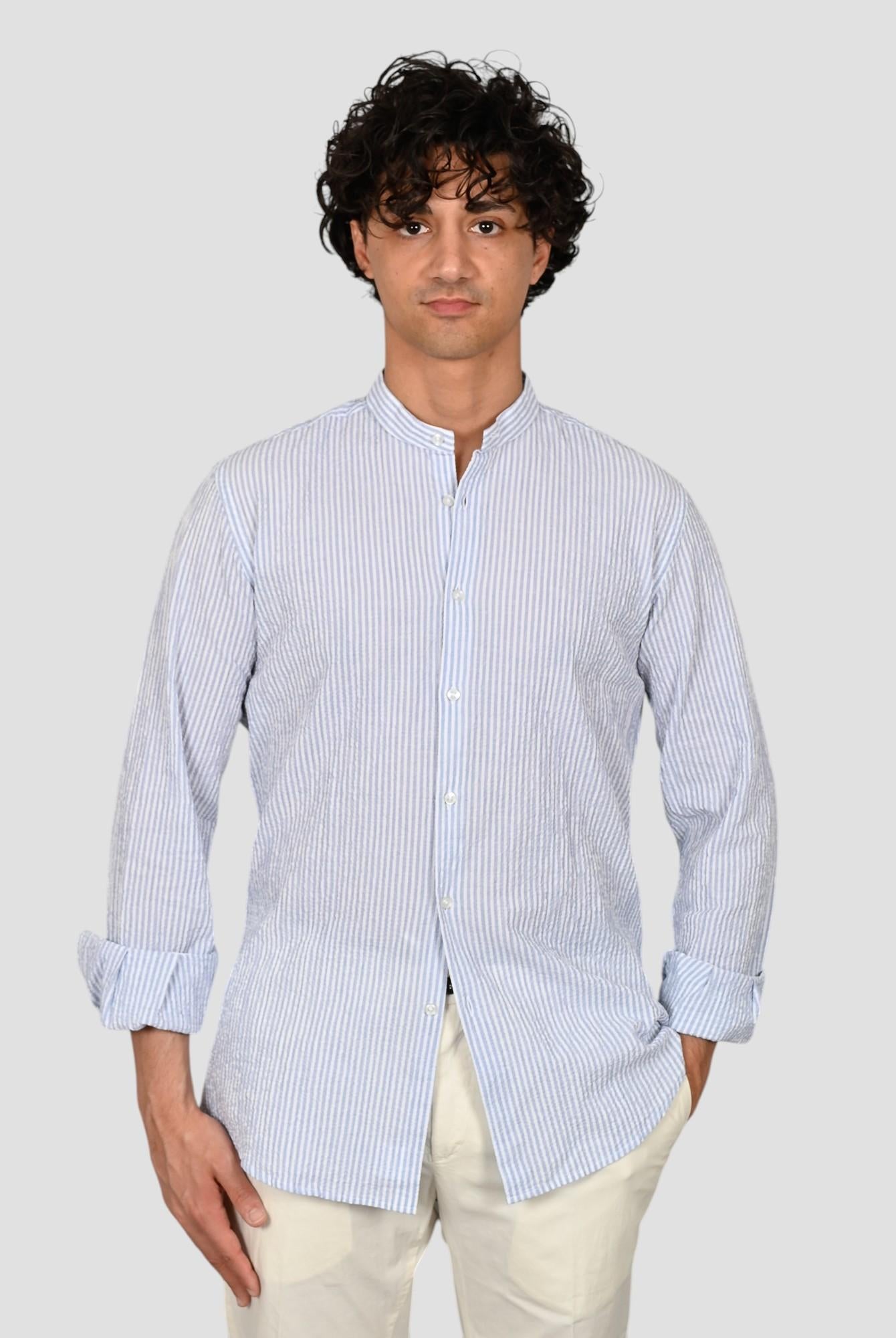 Camicia coreana ZF24 8158 rigata blu ZF248158 004 MARCUS