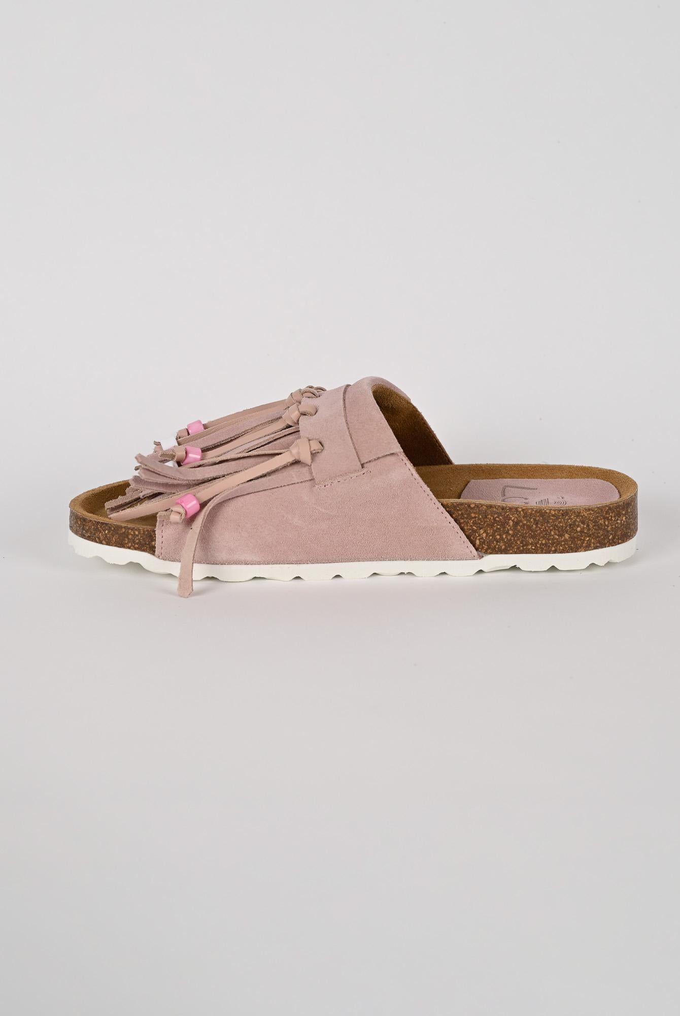 Ciabatta frange MAITE PASTEL suede cipria MAITE PASTEL CIPRIA LAGOA