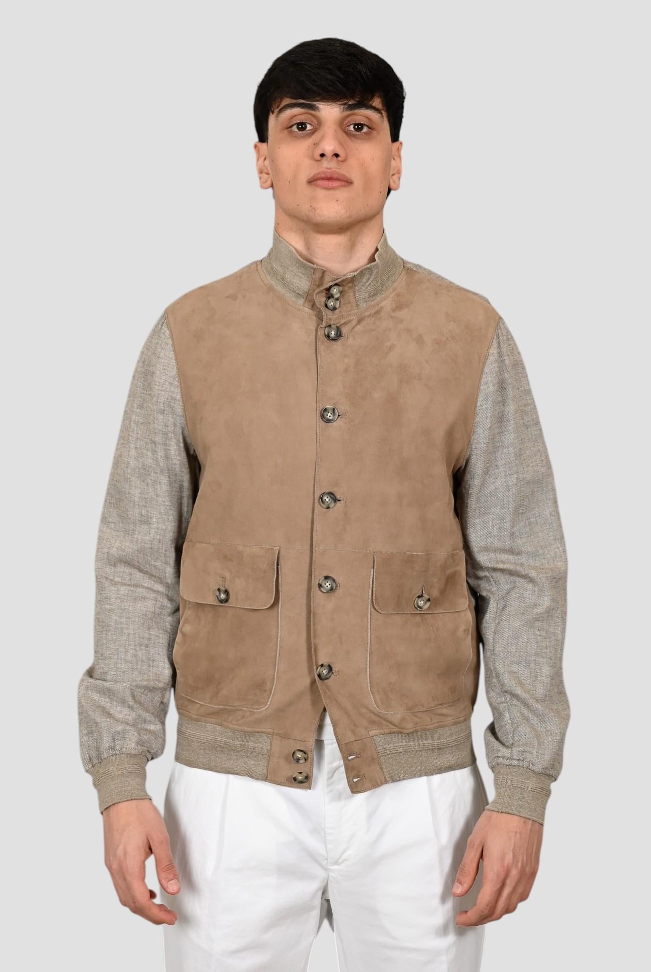 Giubbino WINSTON TWILL suede vanilla WINSTON TWILL VANILLA THE JACK LEATHERS