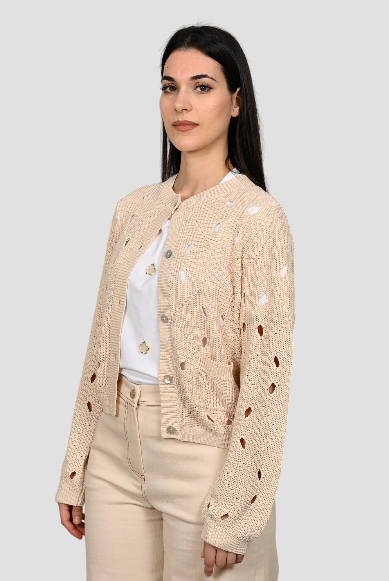 Cardigan giacca WW31065 sabbia traforato WW31065 SABBIA WHITE WISE