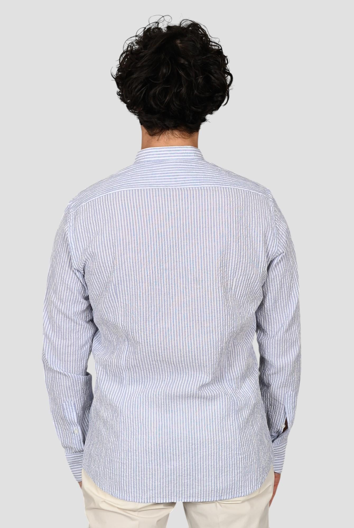 Camicia coreana ZF24 8158 rigata blu ZF248158 004 MARCUS