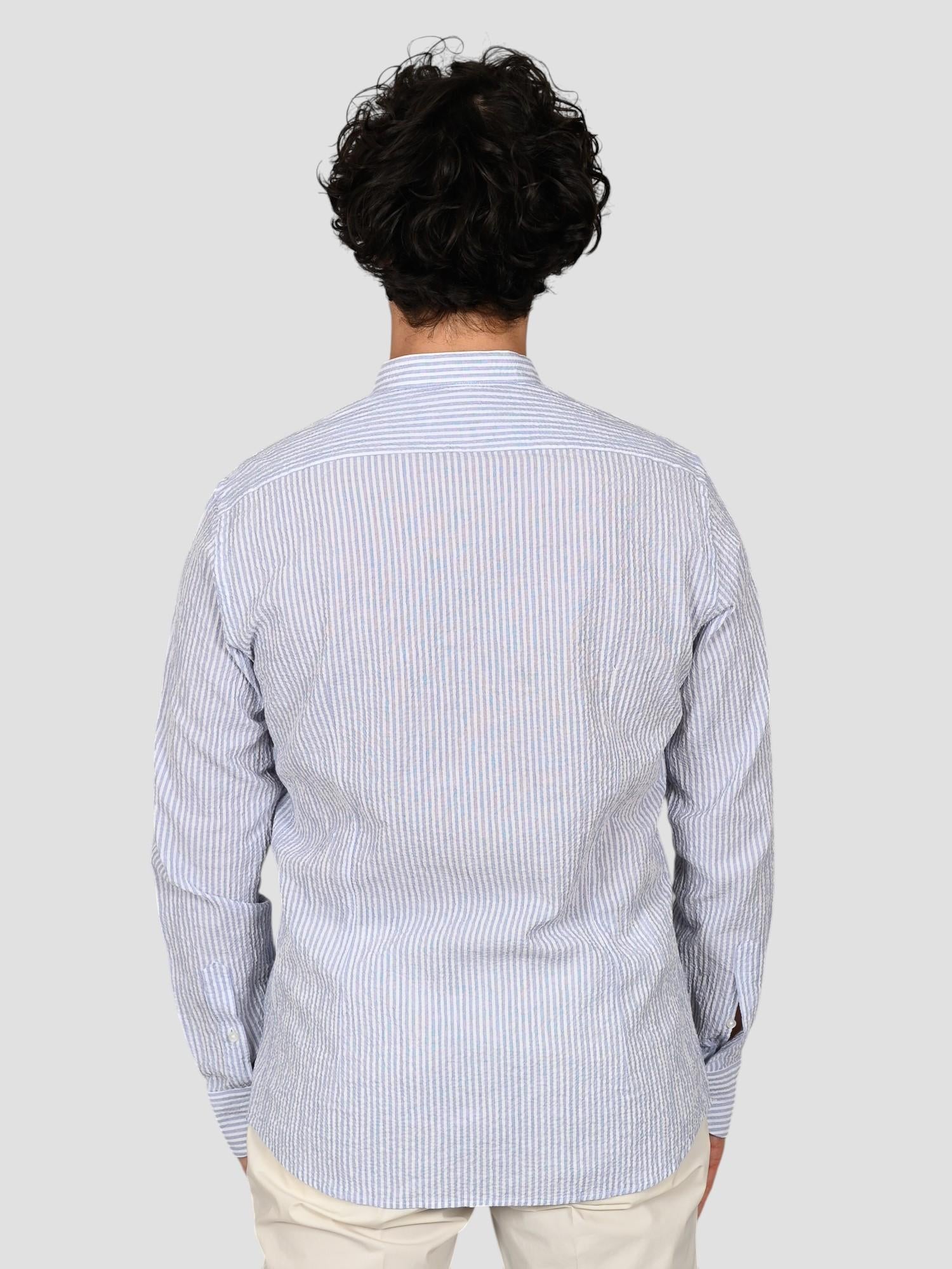 Camicia coreana ZF24 8158 rigata blu ZF248158 004 MARCUS