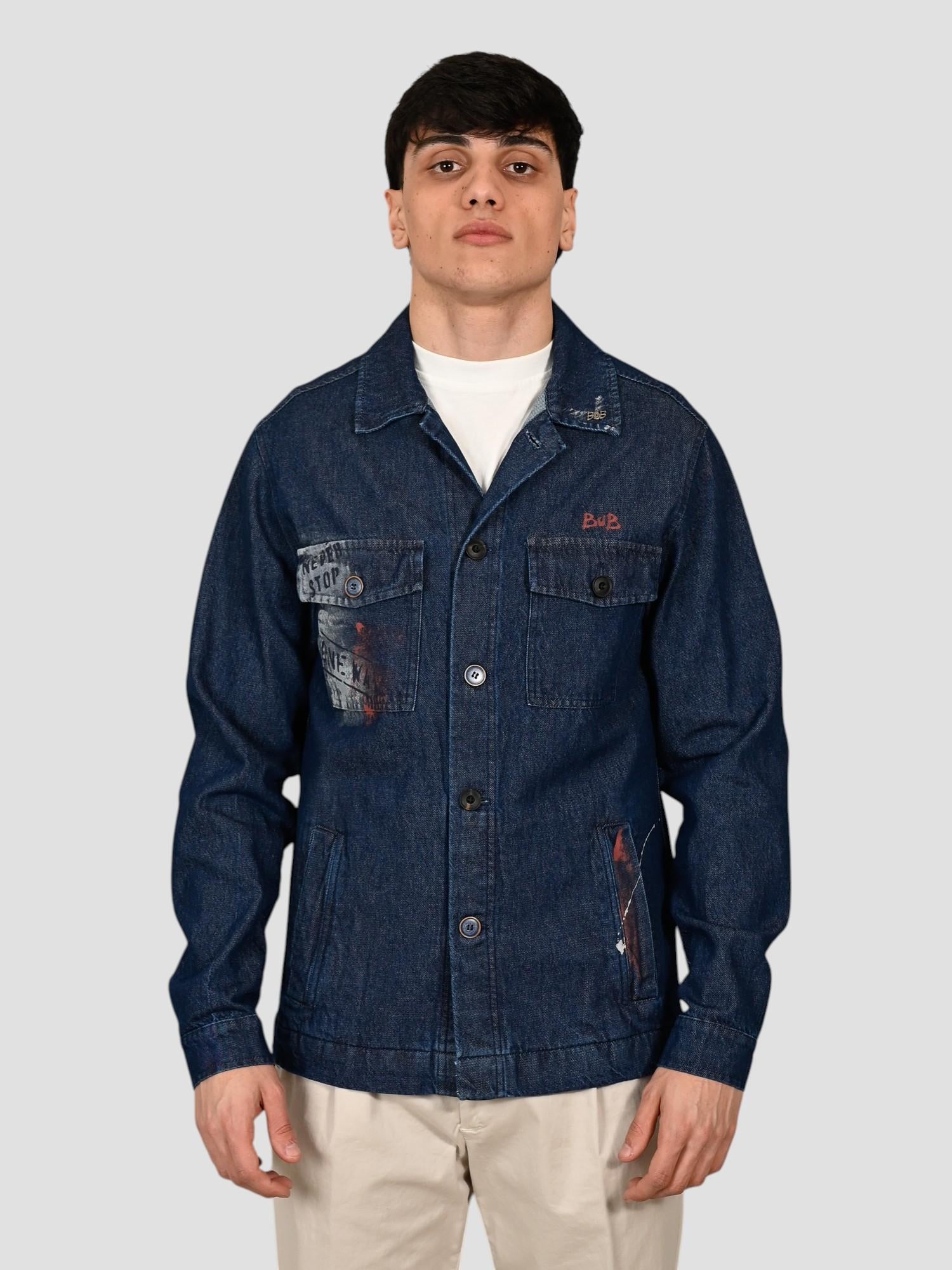 Giubbino jeans ROCK 521 dipinto a mano ROCK521 JEANS BOB