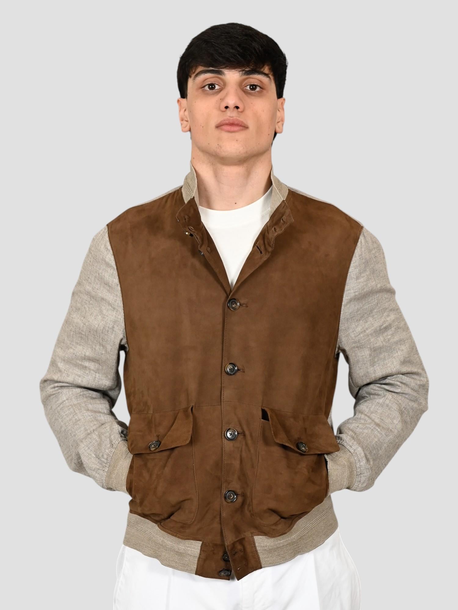 Giubbino WINSTON TWILL suede pecan WINSTON TWILL PECAN THE JACK LEATHERS