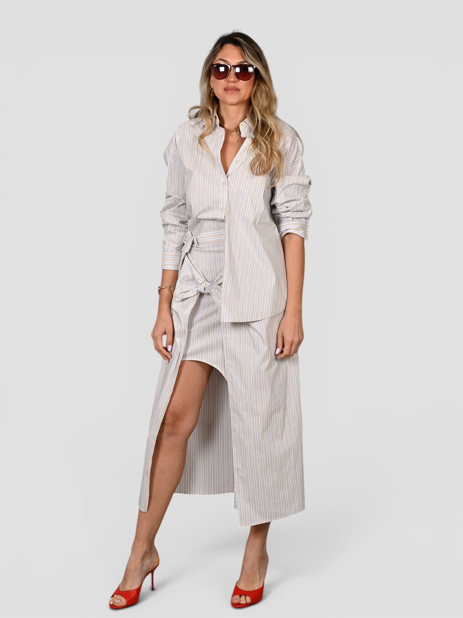 Camicia rigata C079 T021 popeline multicolore C079-T021 CHARDONNAY ISABELLE BLANCHE PARIS