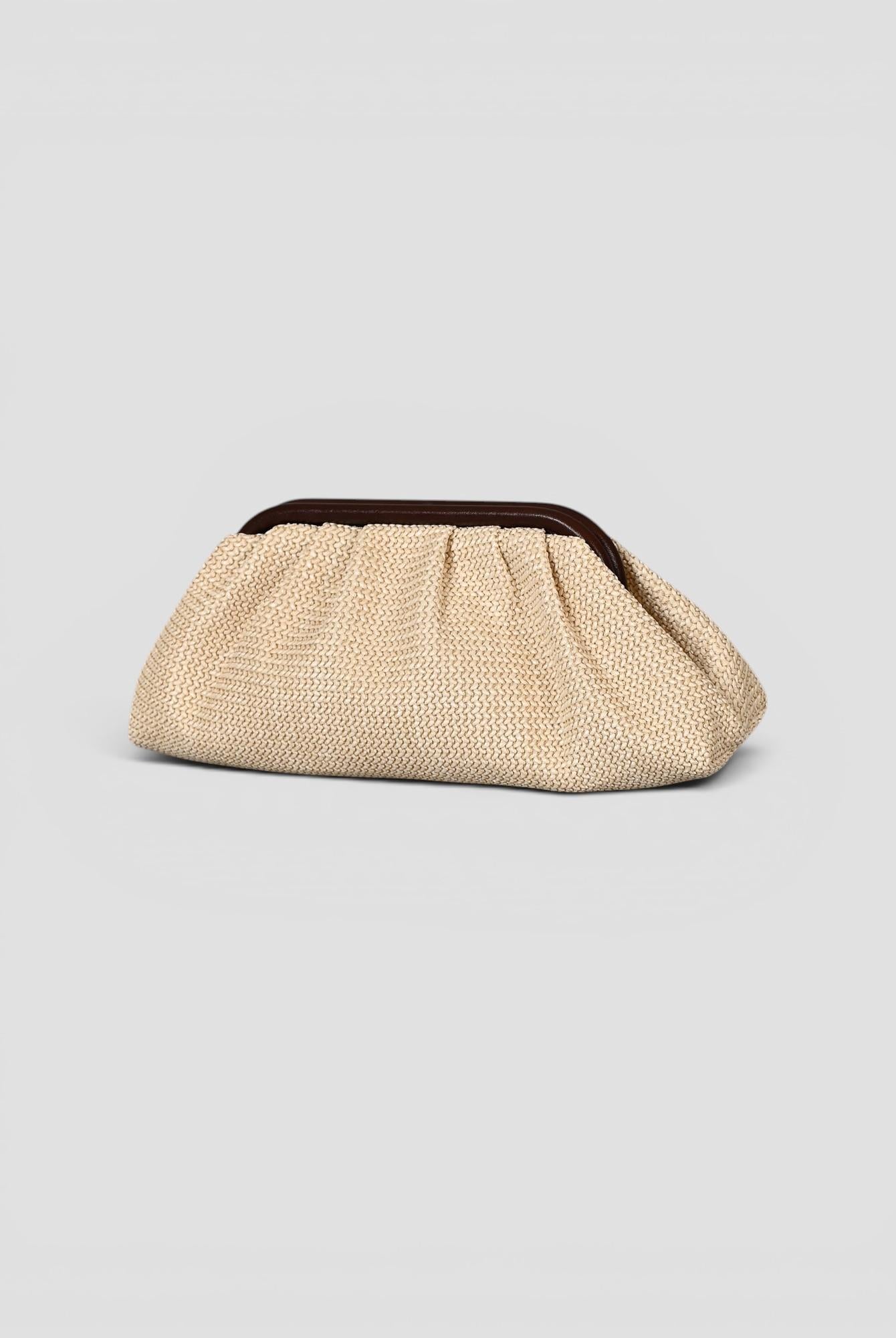 Clutch rafia artigianale con tracollina in pelle CLUTCH RAFIA ALBERTO LUTI