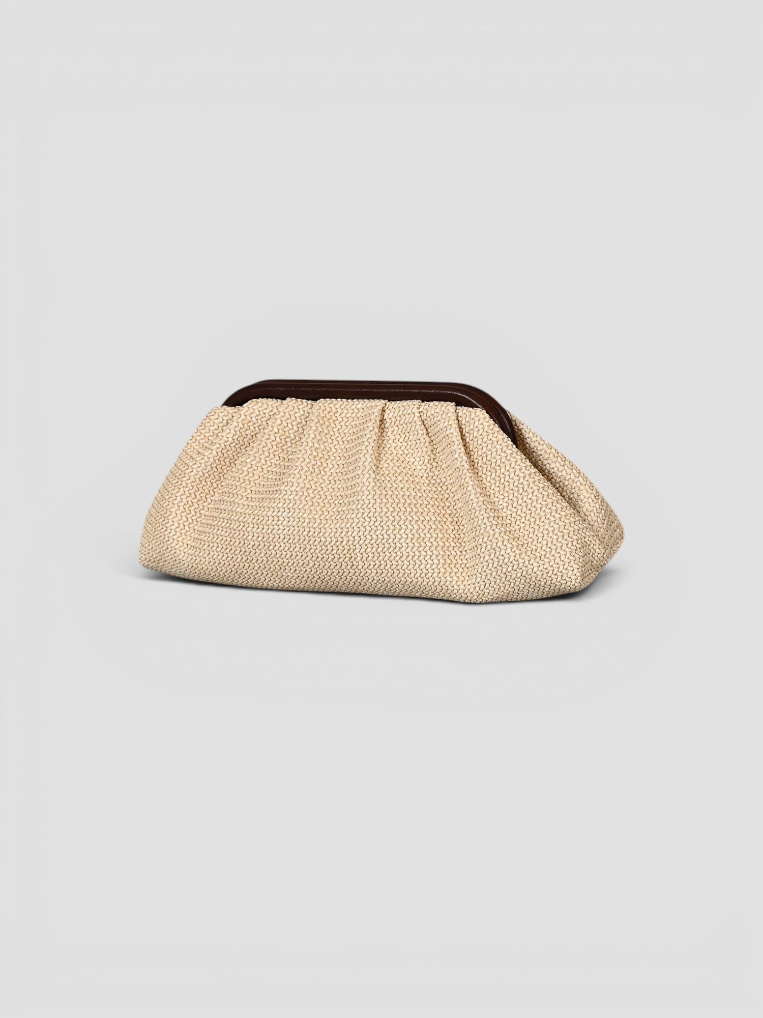 Clutch rafia artigianale con tracollina in pelle CLUTCH RAFIA ALBERTO LUTI