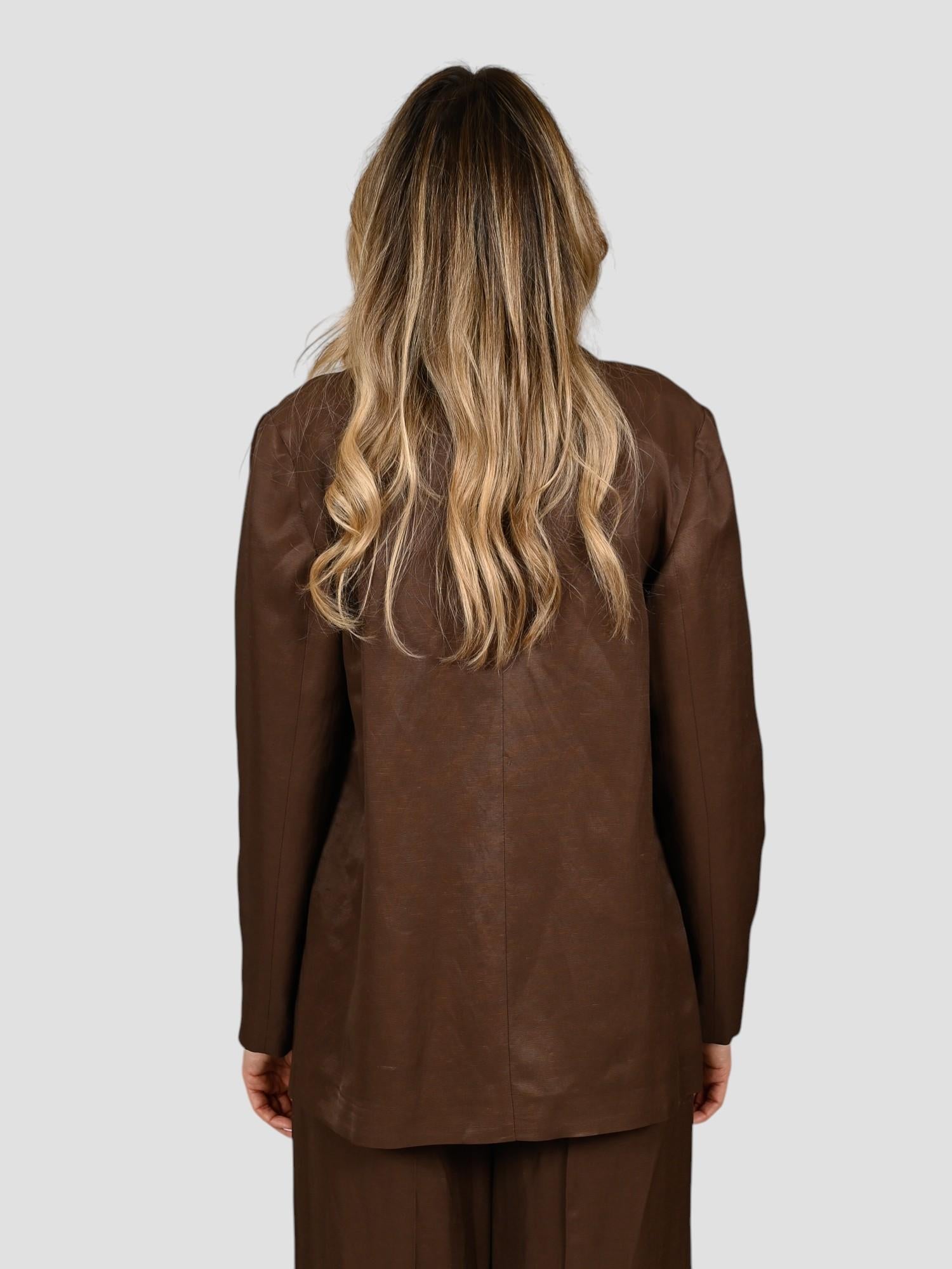 Blazer cioccolato AN31122U viscosa lino AN31122U MARRONE ANITIE'