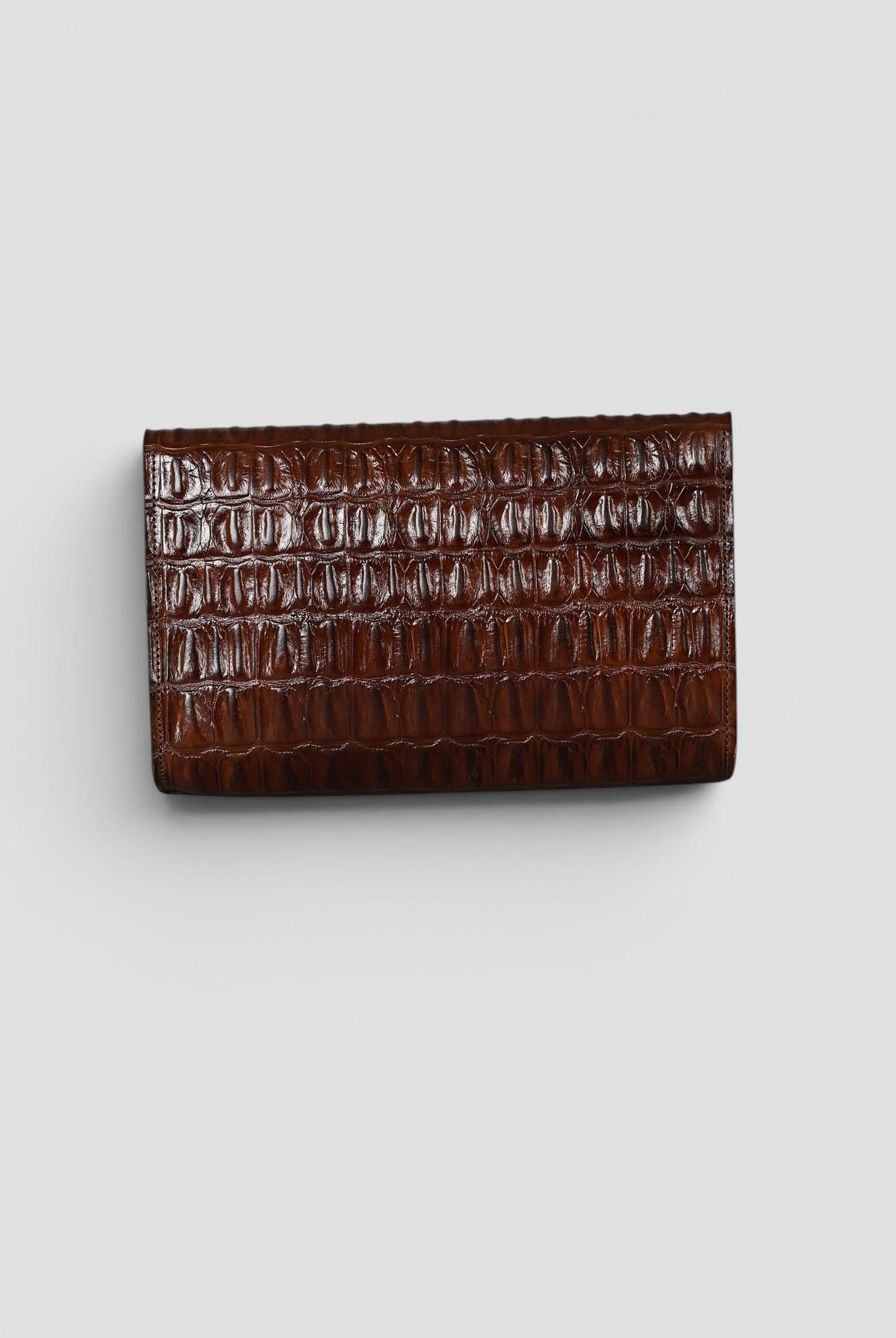 Clutch artigianale in pelle stampa cocco moro POCHETTE COCCO ALBERTO LUTI