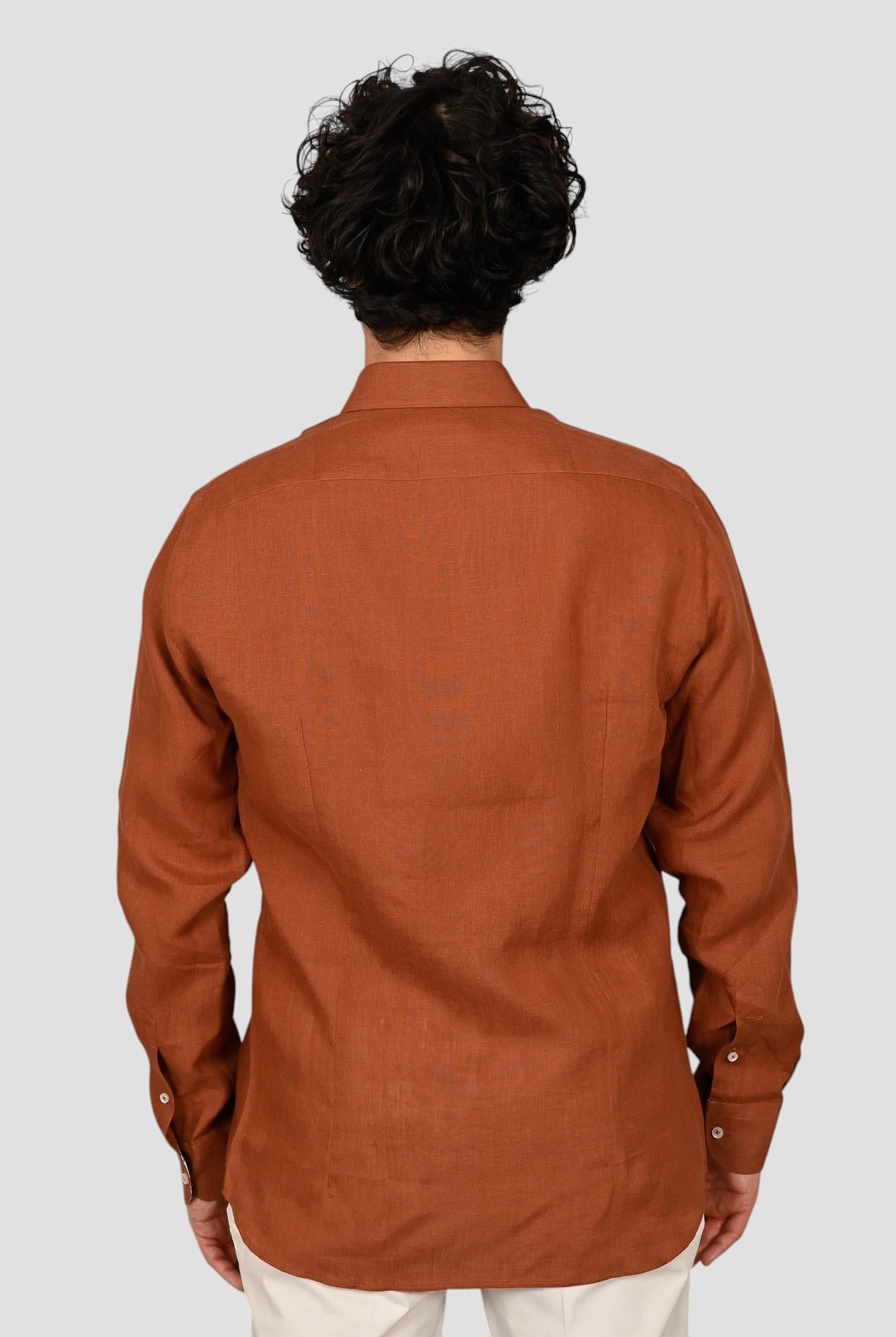 Camicia marrone TA64 4837 puro lino TA644837 MARRONE MARCUS