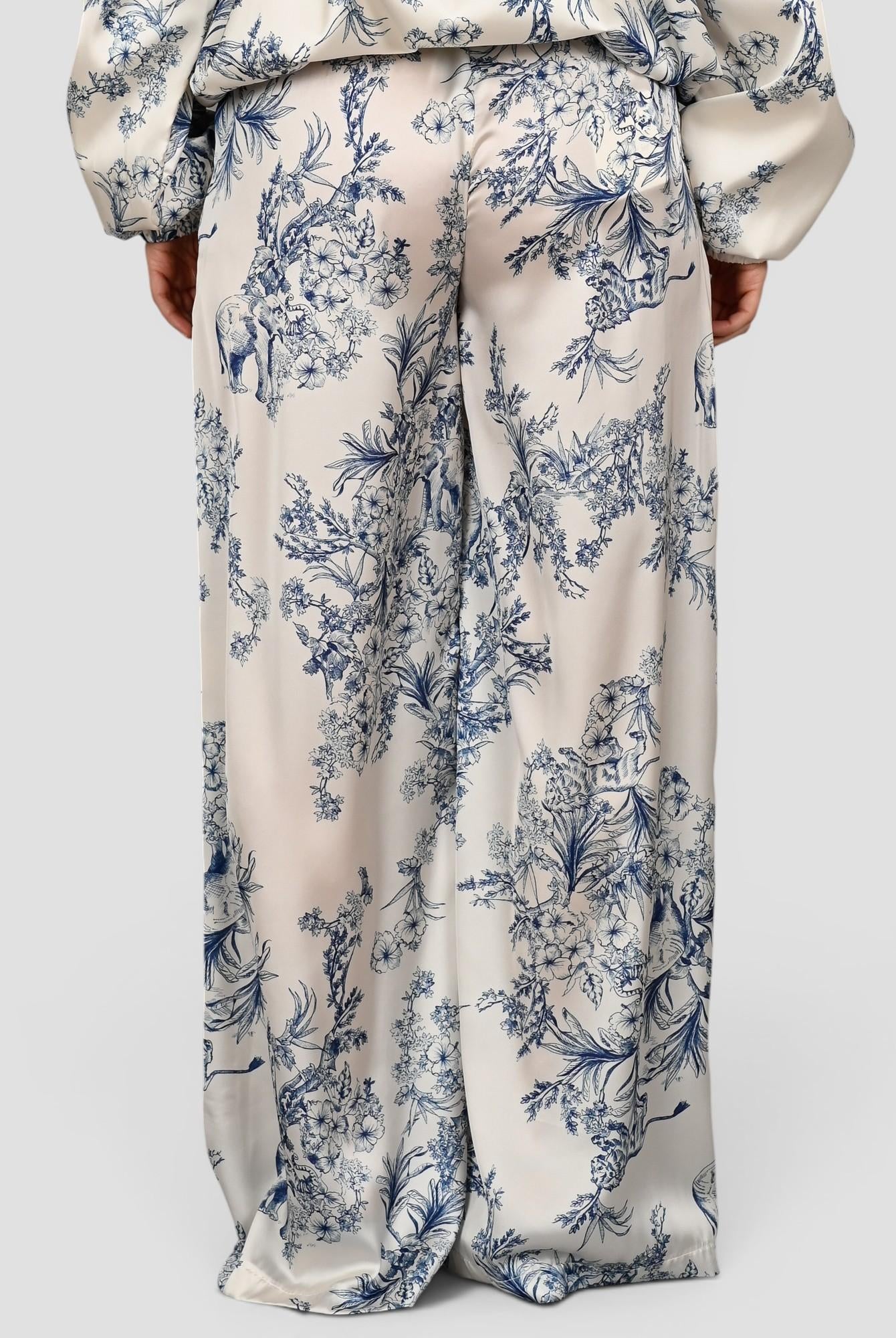 Pantalone rasatello S25P8110 floreale con coulisse S25P810 FLOREALE TENSIONE IN