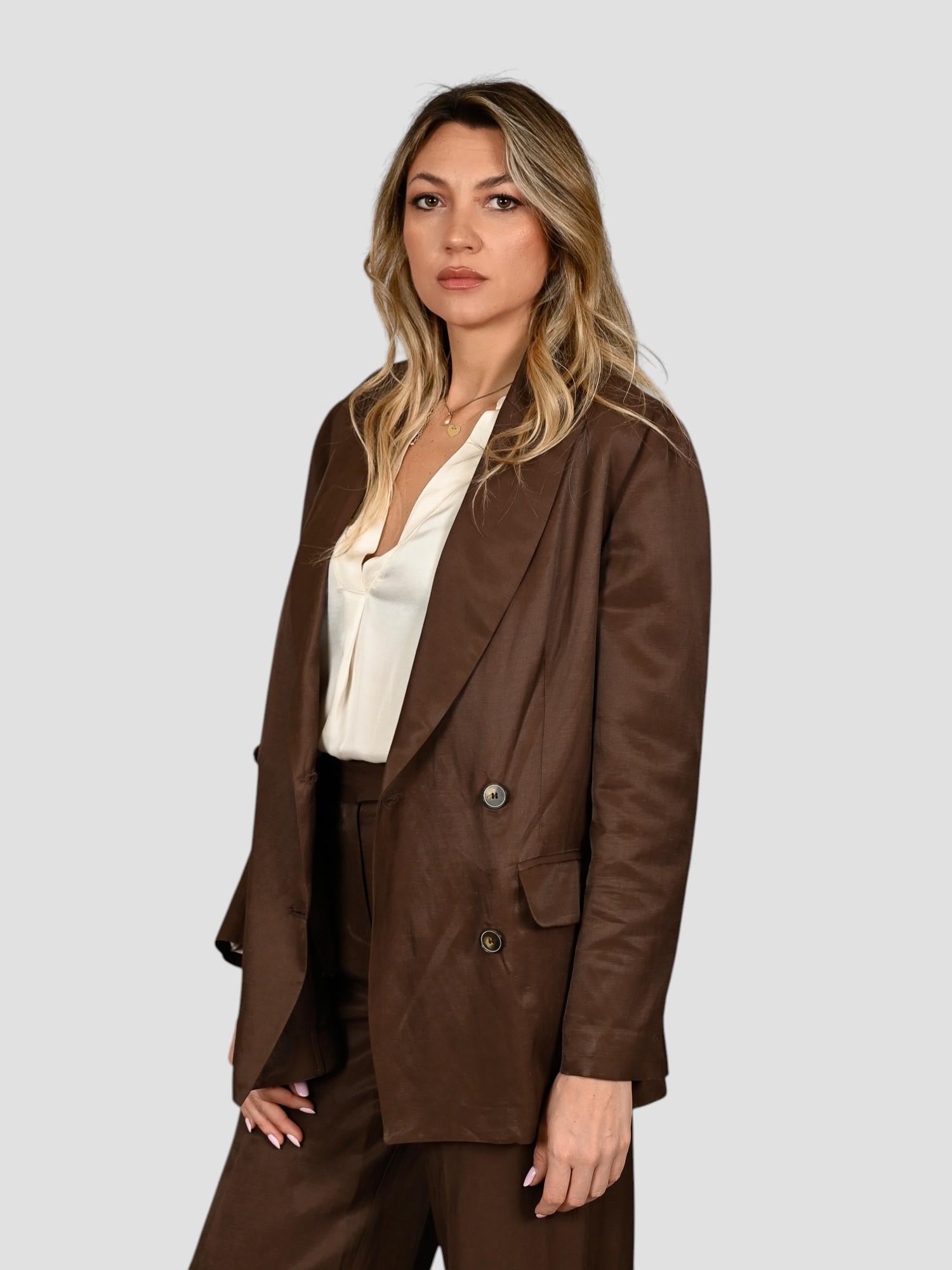 Blazer cioccolato AN31122U viscosa lino AN31122U MARRONE ANITIE'