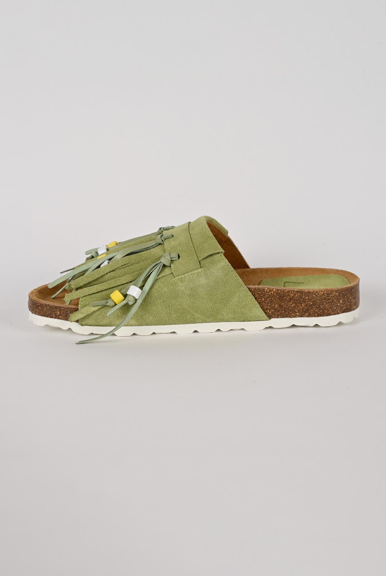 Ciabatta frange MAITE PASTEL suede menta MAITE PASTEL MENTA LAGOA