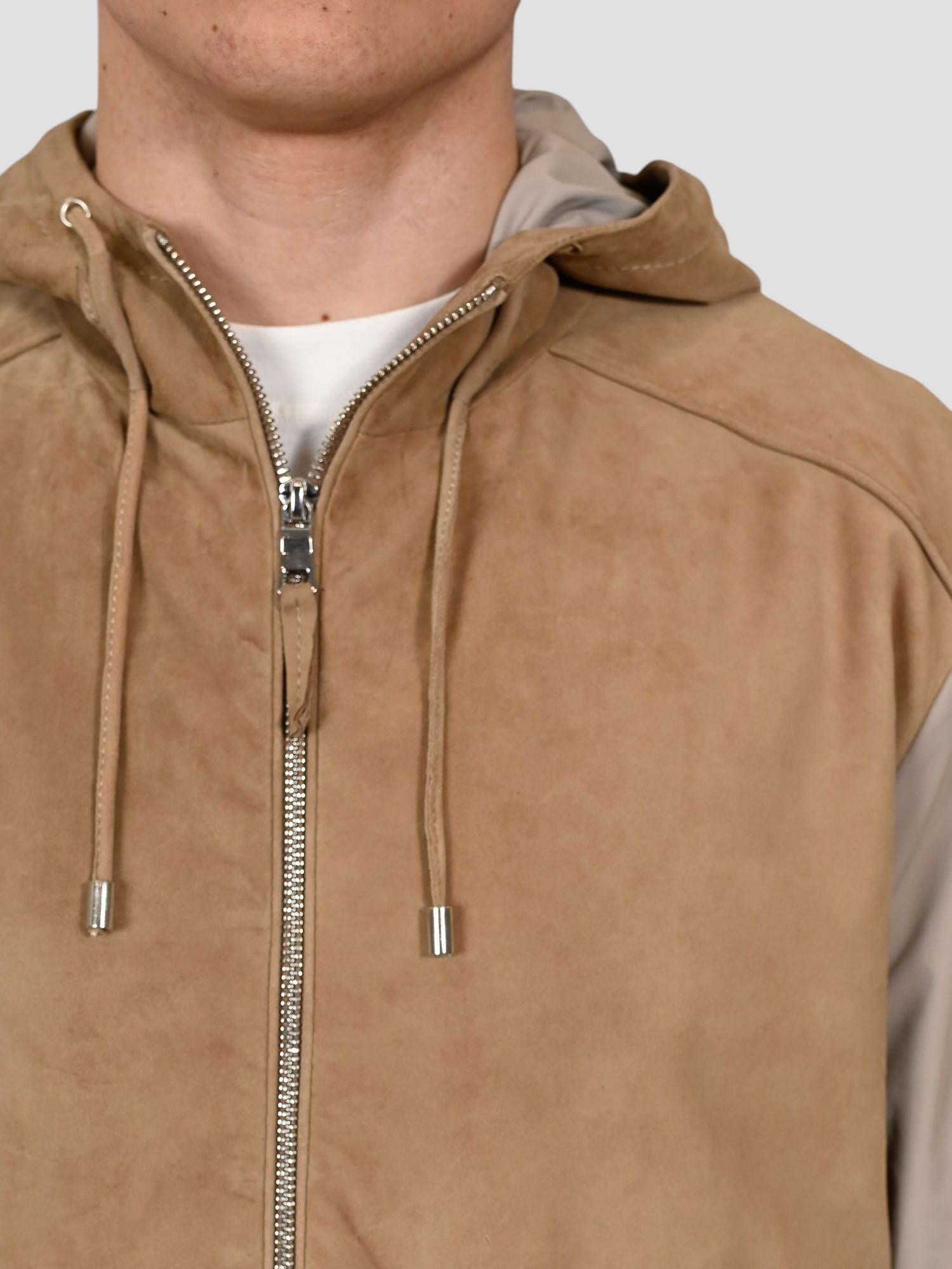 Giubbino sabbia JOHN MIX suede nylon JOHN MIX VANILLA THE JACK LEATHERS