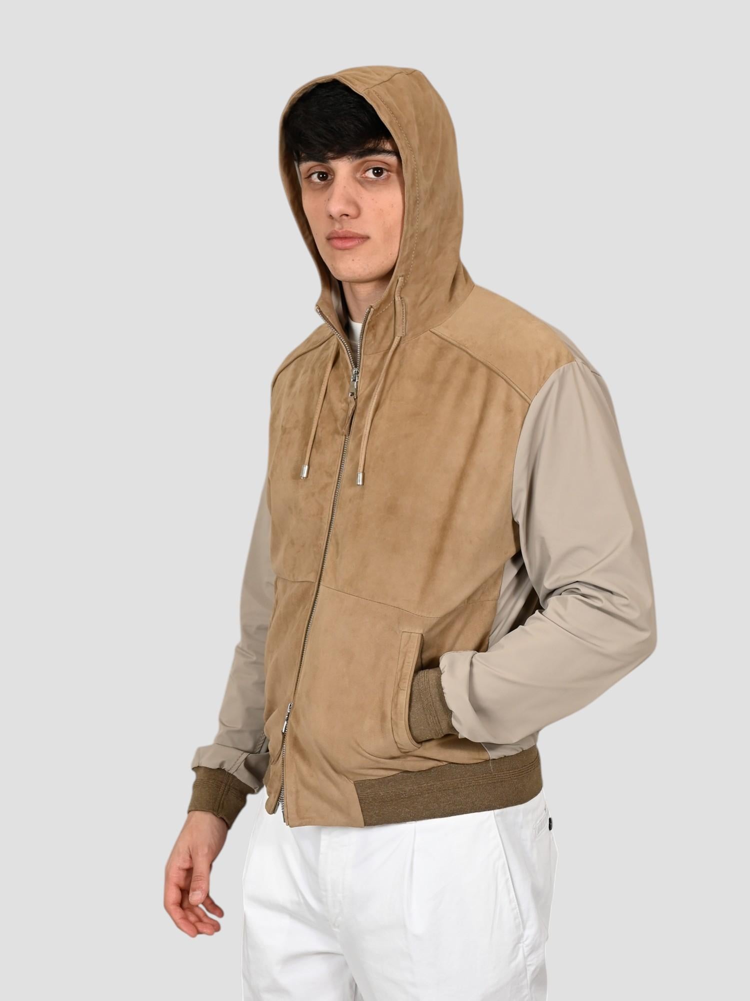 Giubbino sabbia JOHN MIX suede nylon JOHN MIX VANILLA THE JACK LEATHERS