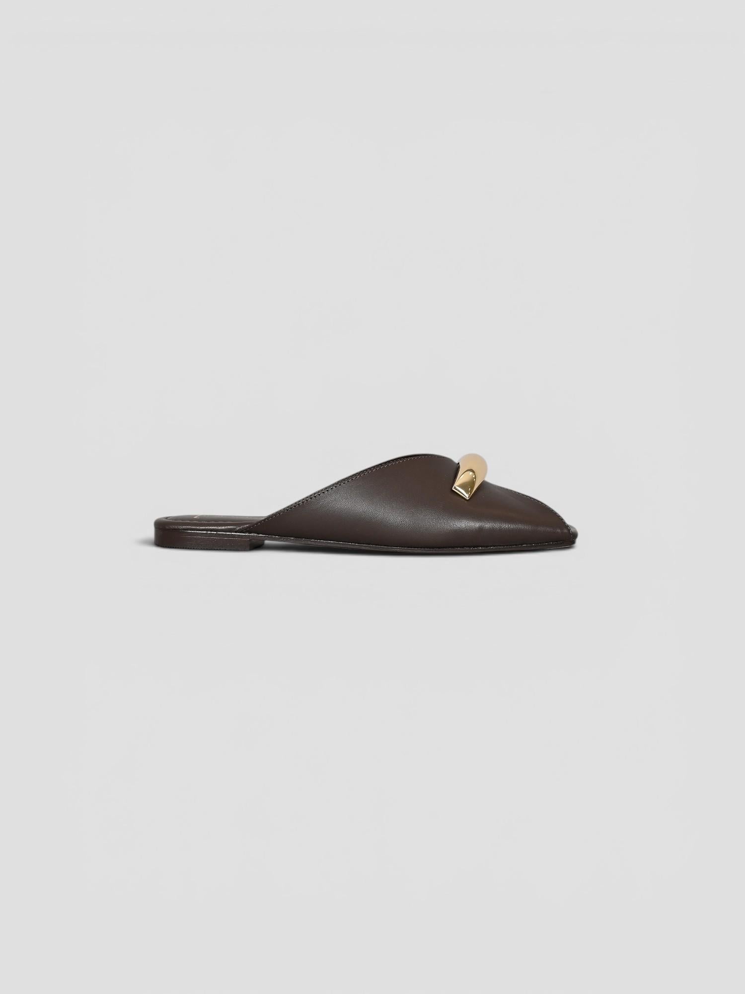 Mule pelle 8641 CHOCOLATE inserto metallico 8641 CHOCOLATE CORRIDONI MILANO