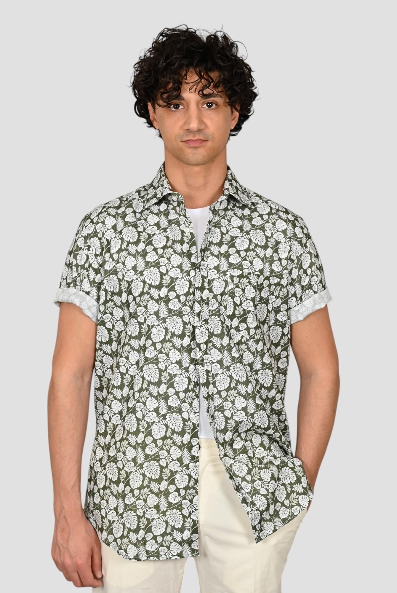 Camicia floreale TA66 8825 verde militare TA668825 002 MARCUS