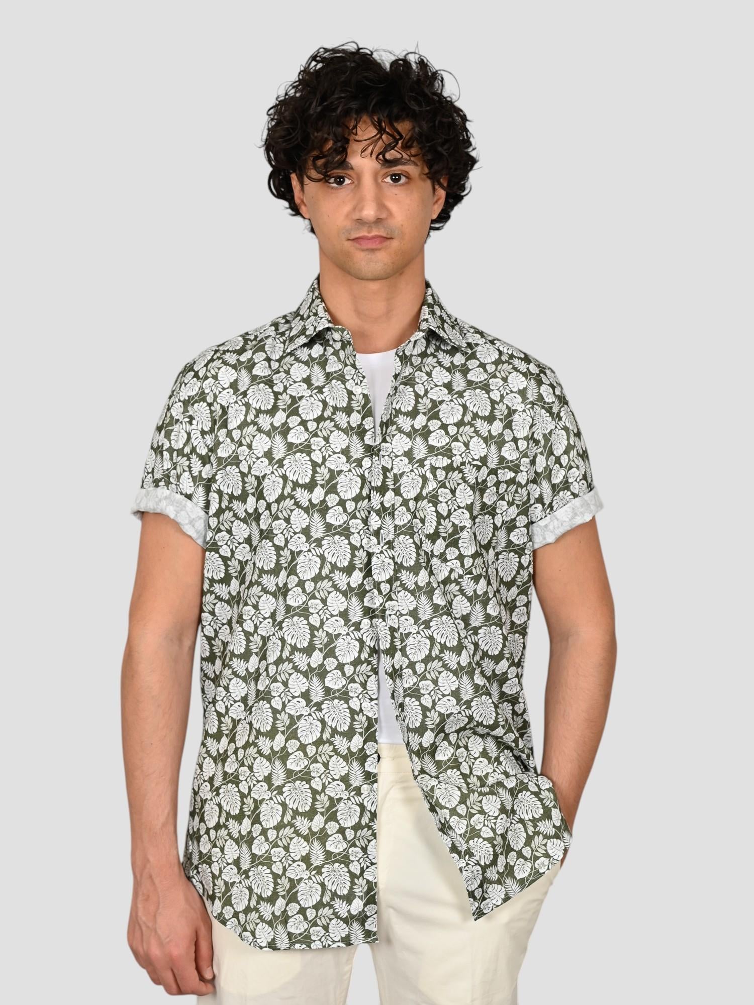 Camicia floreale TA66 8825 verde militare TA668825 002 MARCUS