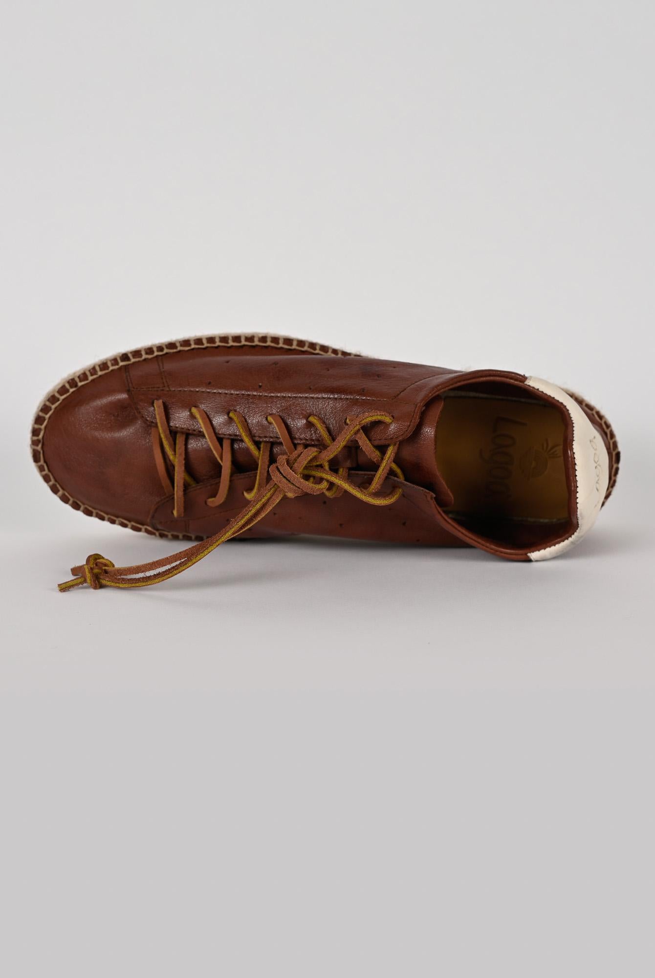 Espadrillas stringata LYON CUT BROWN pelle lavata LYON CUT BROWN LAGOA