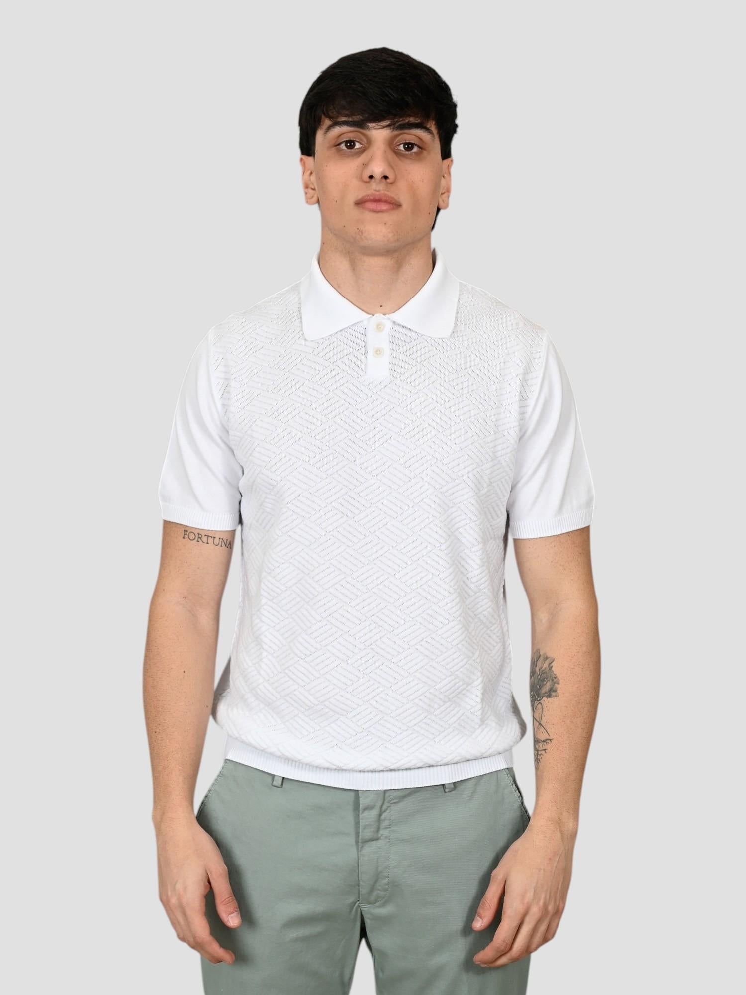 Polo basket bianco ottico WO 0861 WO 0861 0900 WOOL & CO.