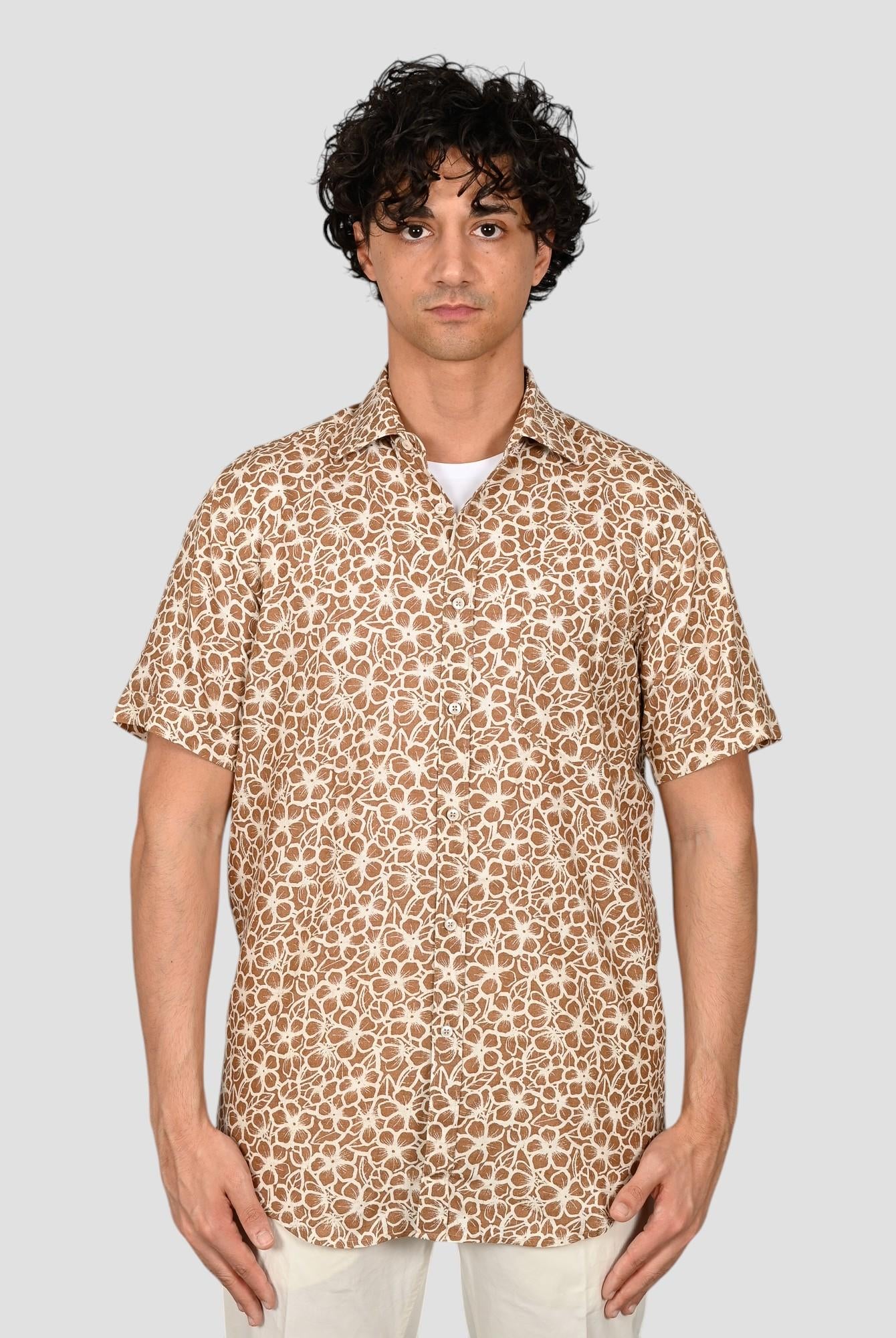 Camicia floreale TA66 8823 marrone TA668823 001 MARCUS