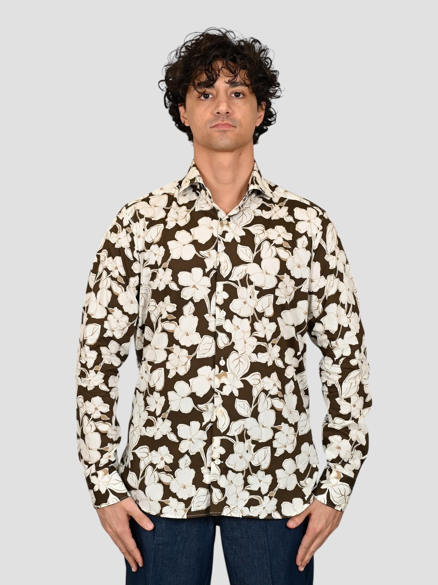 Camicia floreale 1RSYMTS puro cotone 1RSYMTS FR3 TINTORIA MATTEI