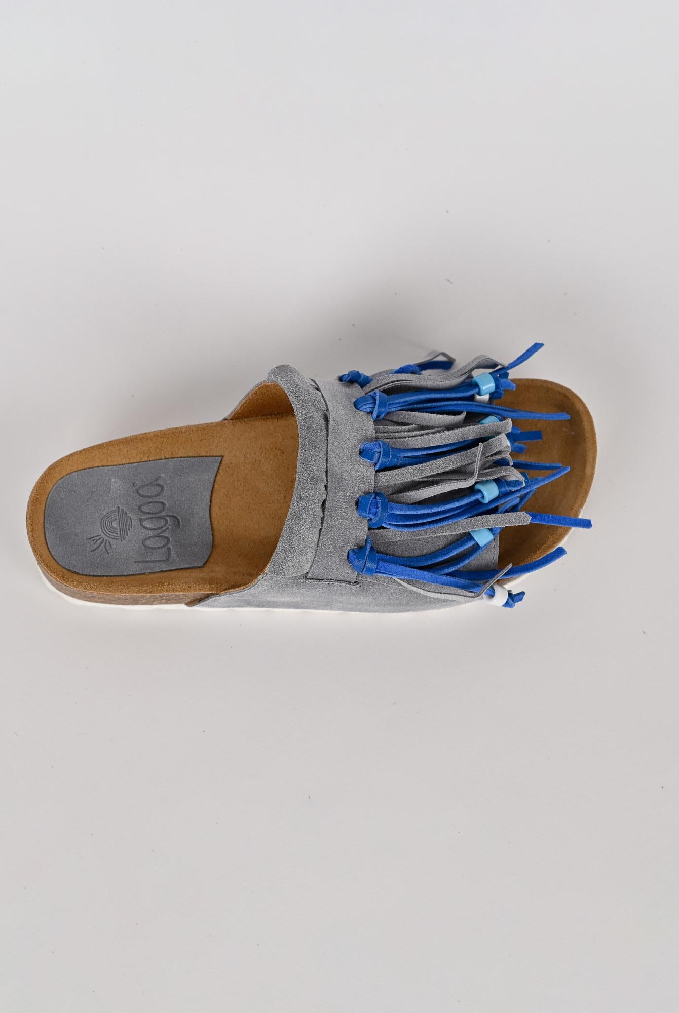 Ciabatta frange MAITE PASTEL suede denim MAITE PASTEL DENIM LAGOA