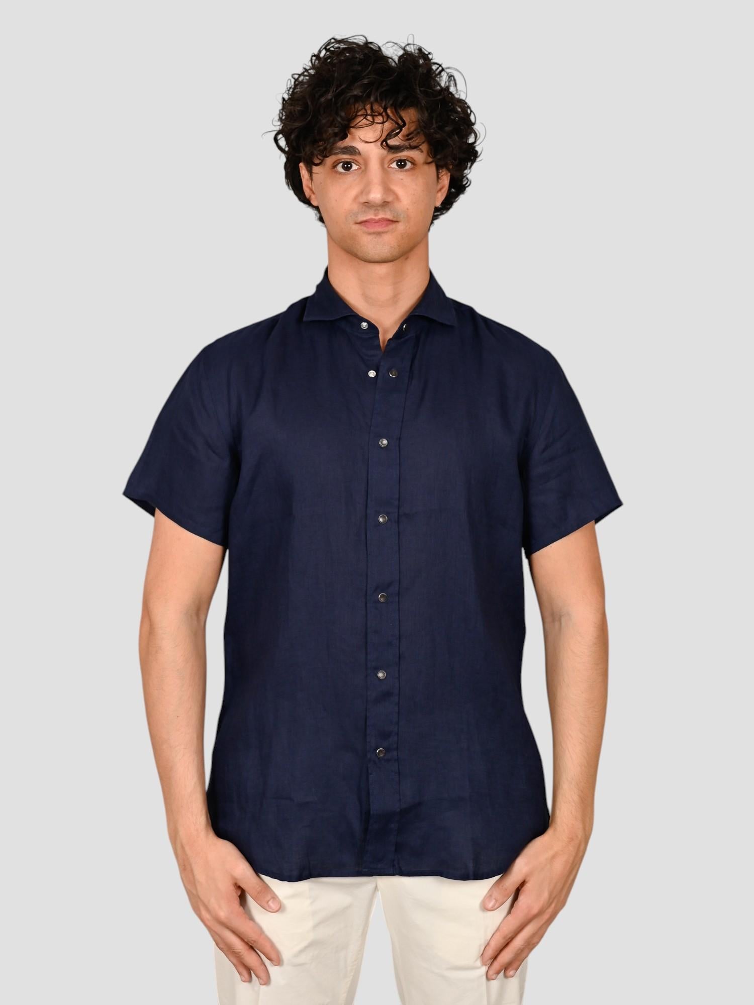 Camicia blu 16U4 8837 puro lino 16U48837 006 MARCUS