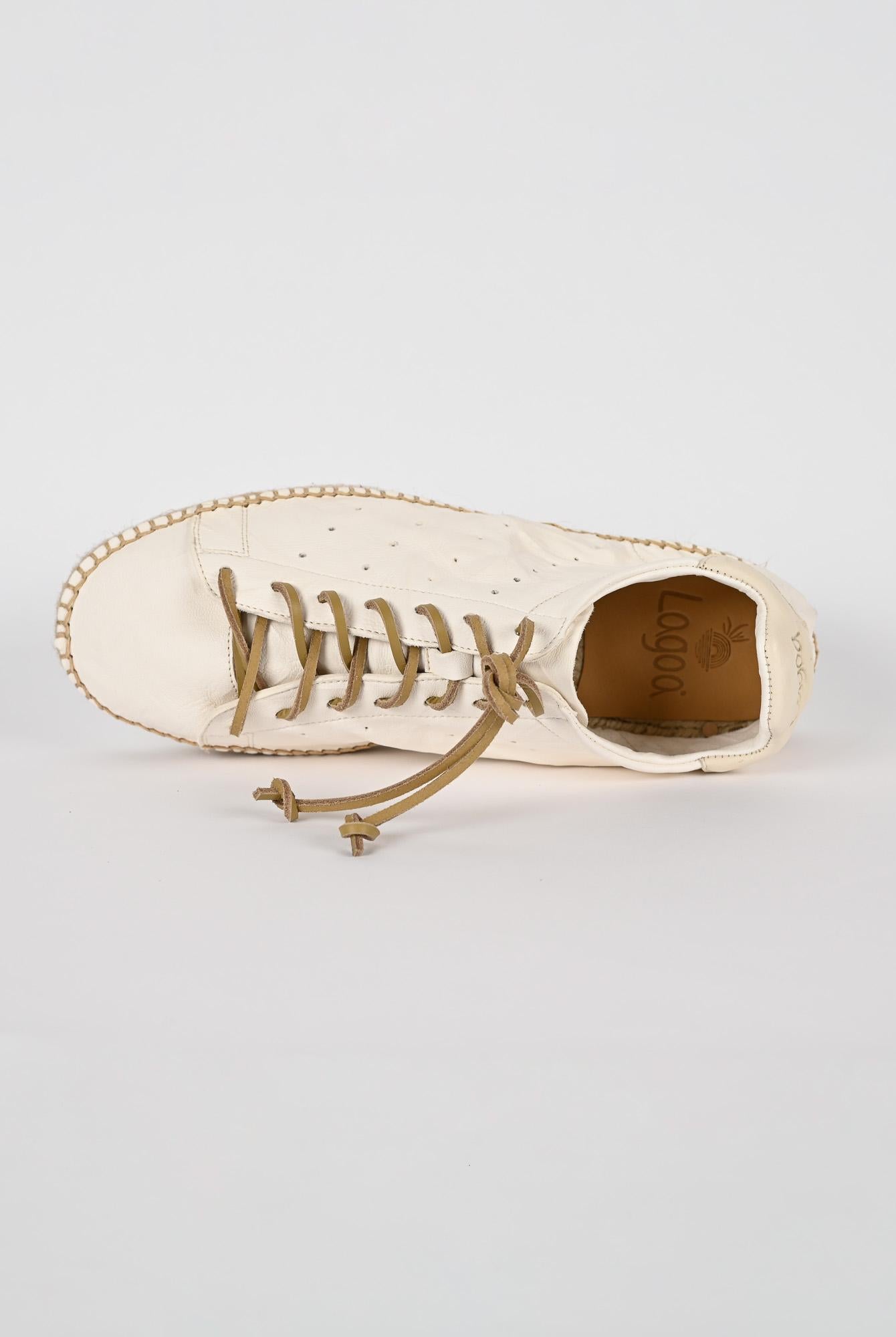 Espadrillas stringata LYON CUT BIANCO pelle lavata LYON CUT BIANCO LAGOA