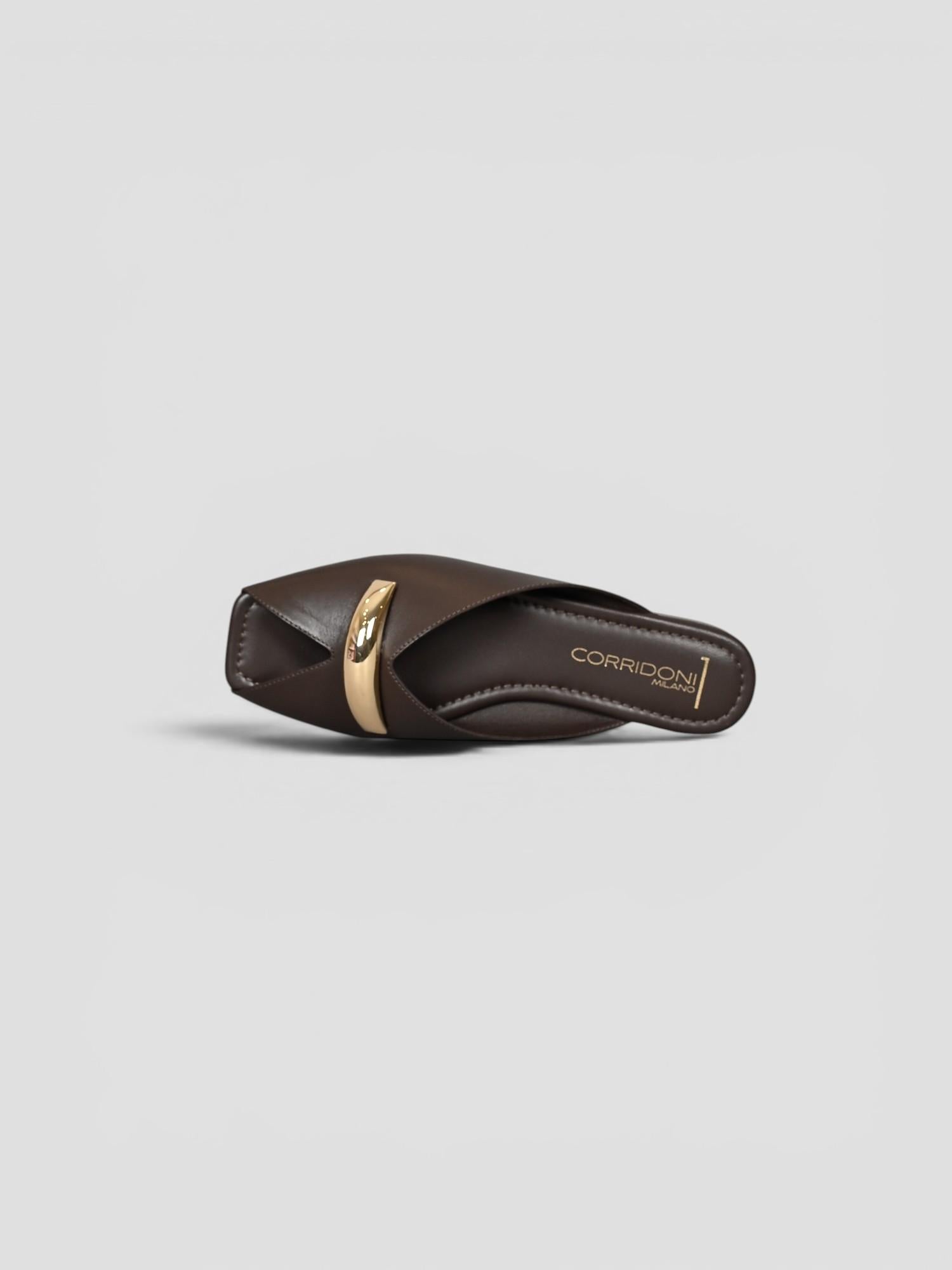 Mule pelle 8641 CHOCOLATE inserto metallico 8641 CHOCOLATE CORRIDONI MILANO