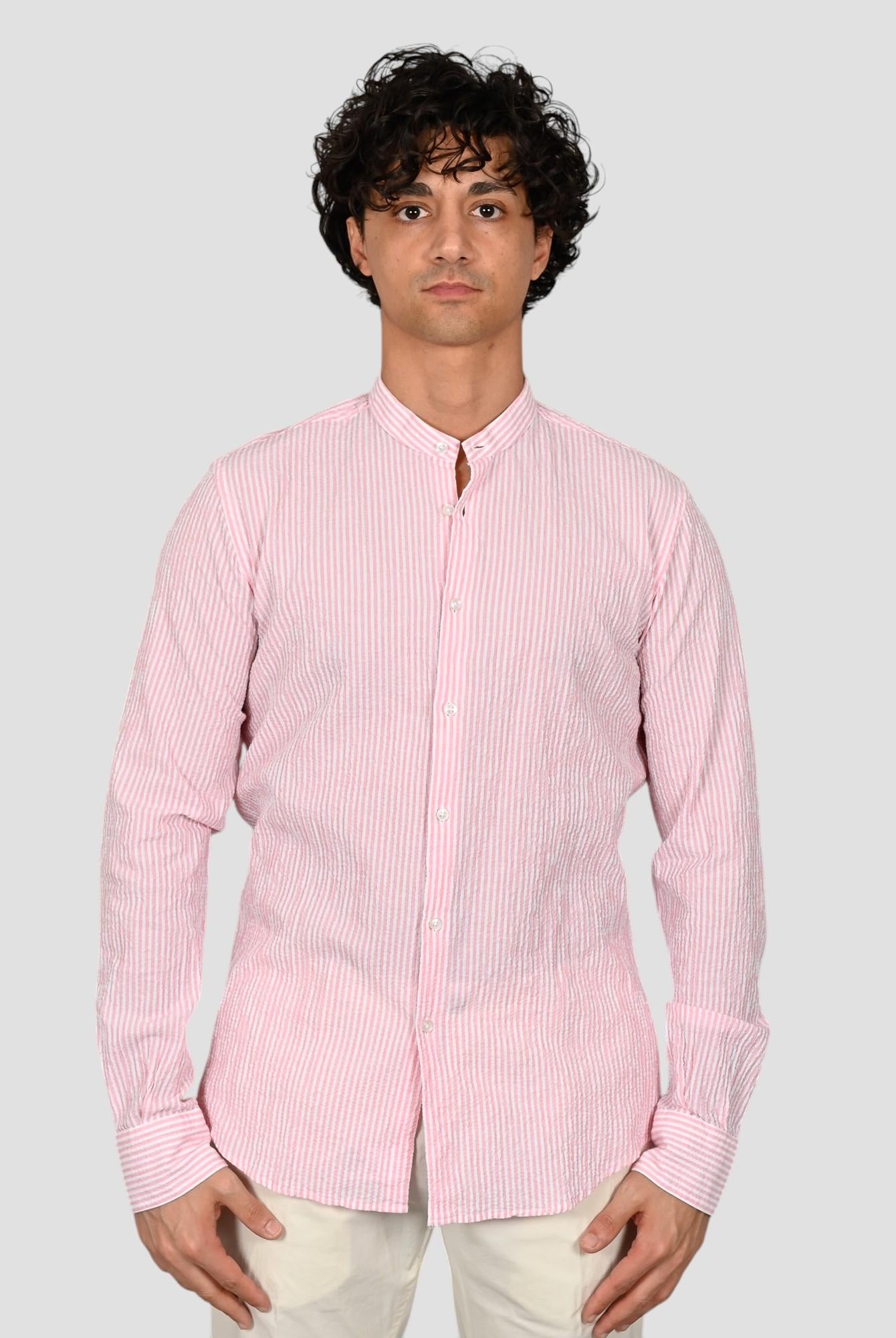 Camicia coreana ZF24 8158 rigata rossa ZF248158 005 MARCUS