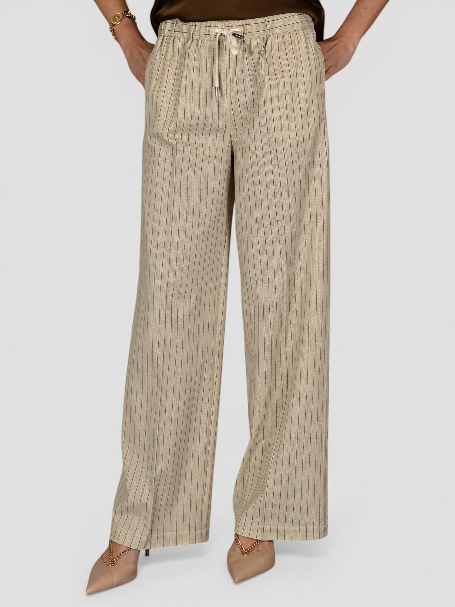 Pantalone donna FD3922 gessato FD3922 CREMA CIRCOLO 1901
