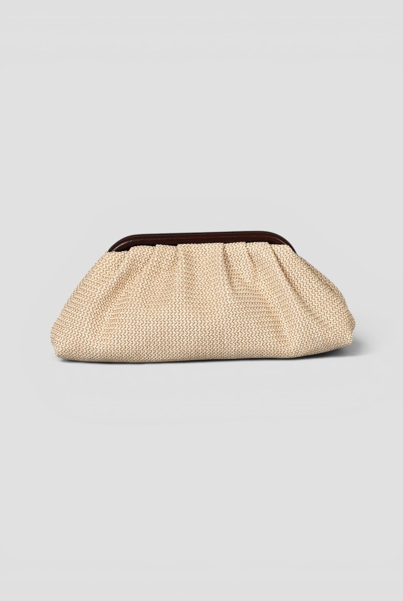 Clutch rafia artigianale con tracollina in pelle CLUTCH RAFIA ALBERTO LUTI