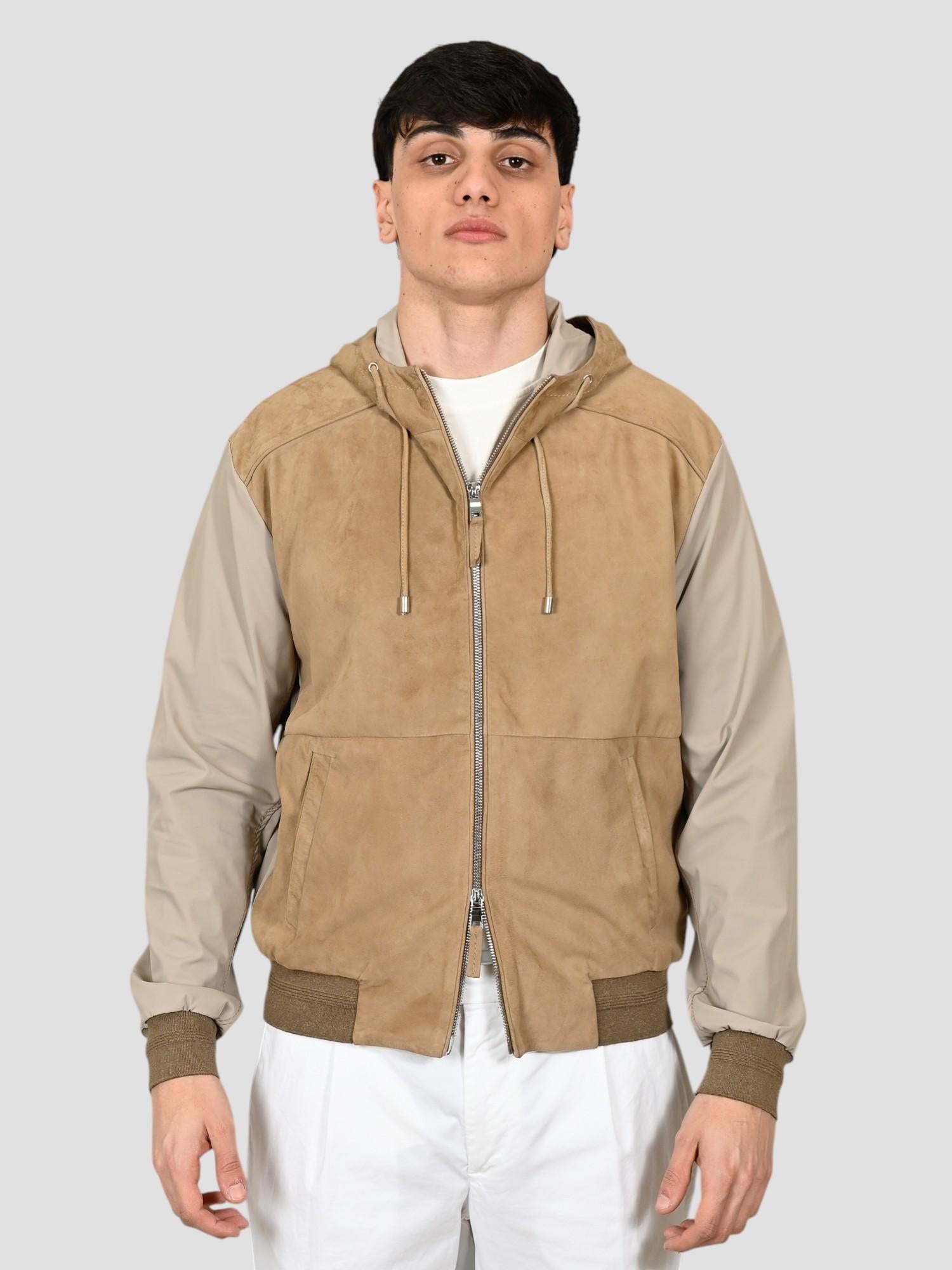 Giubbino sabbia JOHN MIX suede nylon JOHN MIX VANILLA THE JACK LEATHERS
