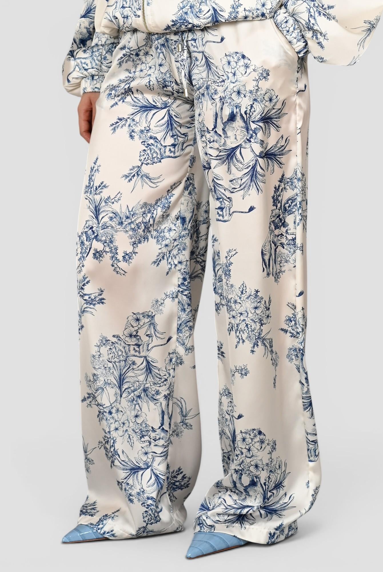 Pantalone rasatello S25P8110 floreale con coulisse S25P810 FLOREALE TENSIONE IN