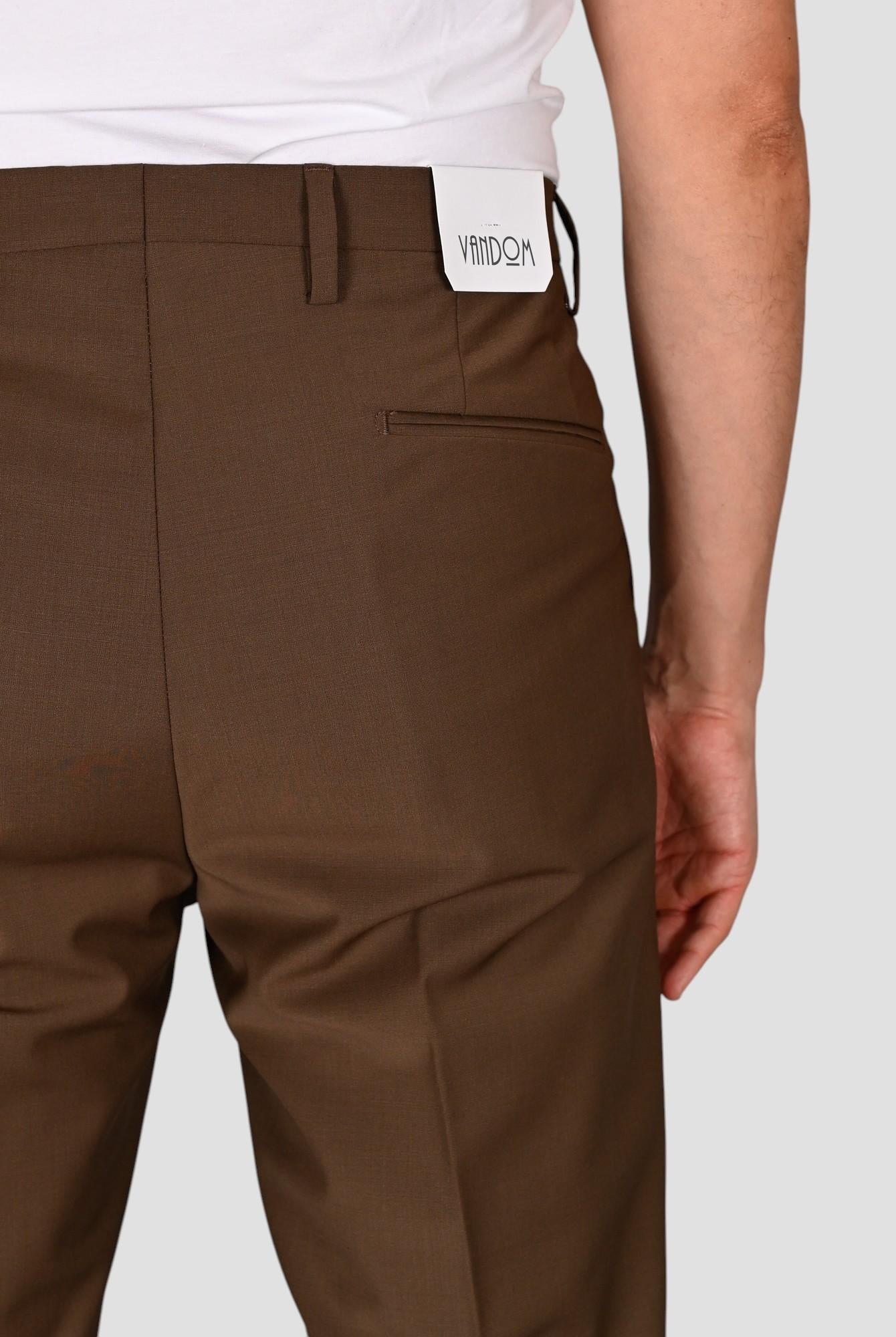 Pantalone moka GABRIELT 244 fresco lana FRANCESCOT244 MOKA VANDOM