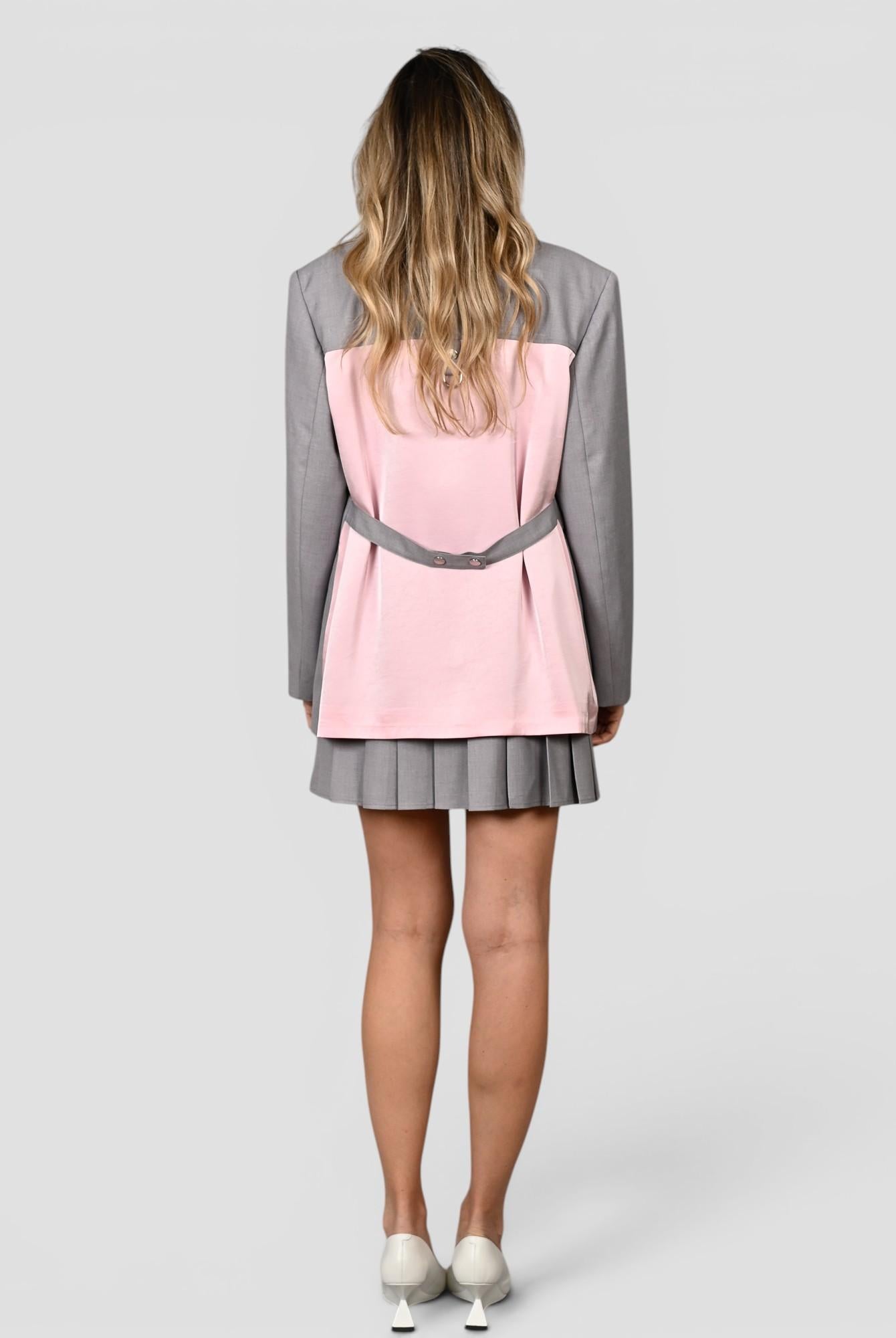 Blazer contrasto J085 T007 grigio melange J085-T007 GRIGIO MELANGE ISABELLE BLANCHE PARIS