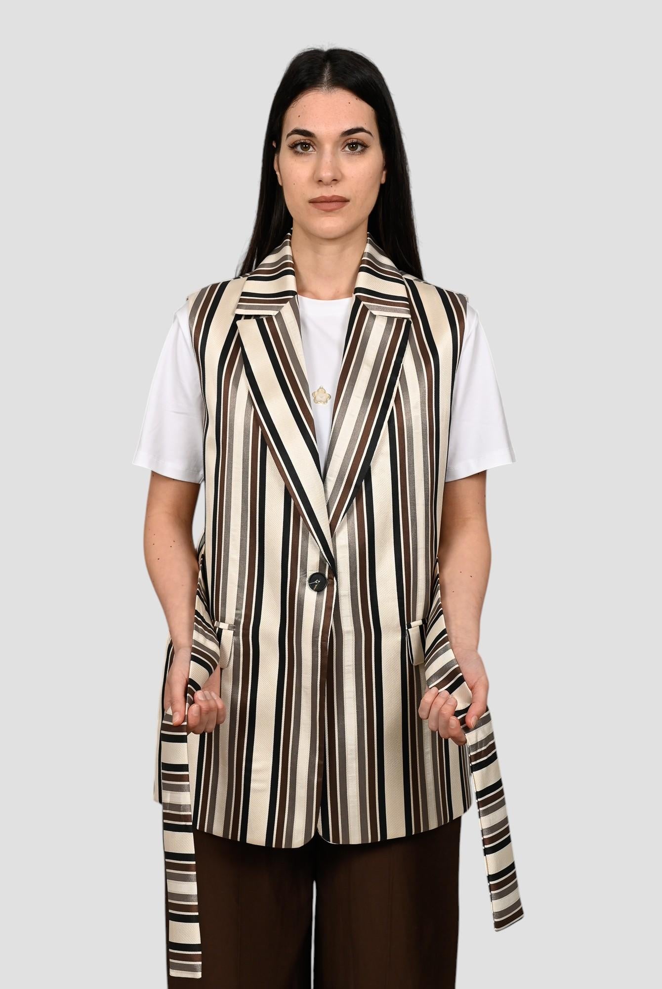 Gilet rigato 25D7389 giacca con cintura 25D7389 UNICA TENSIONE IN