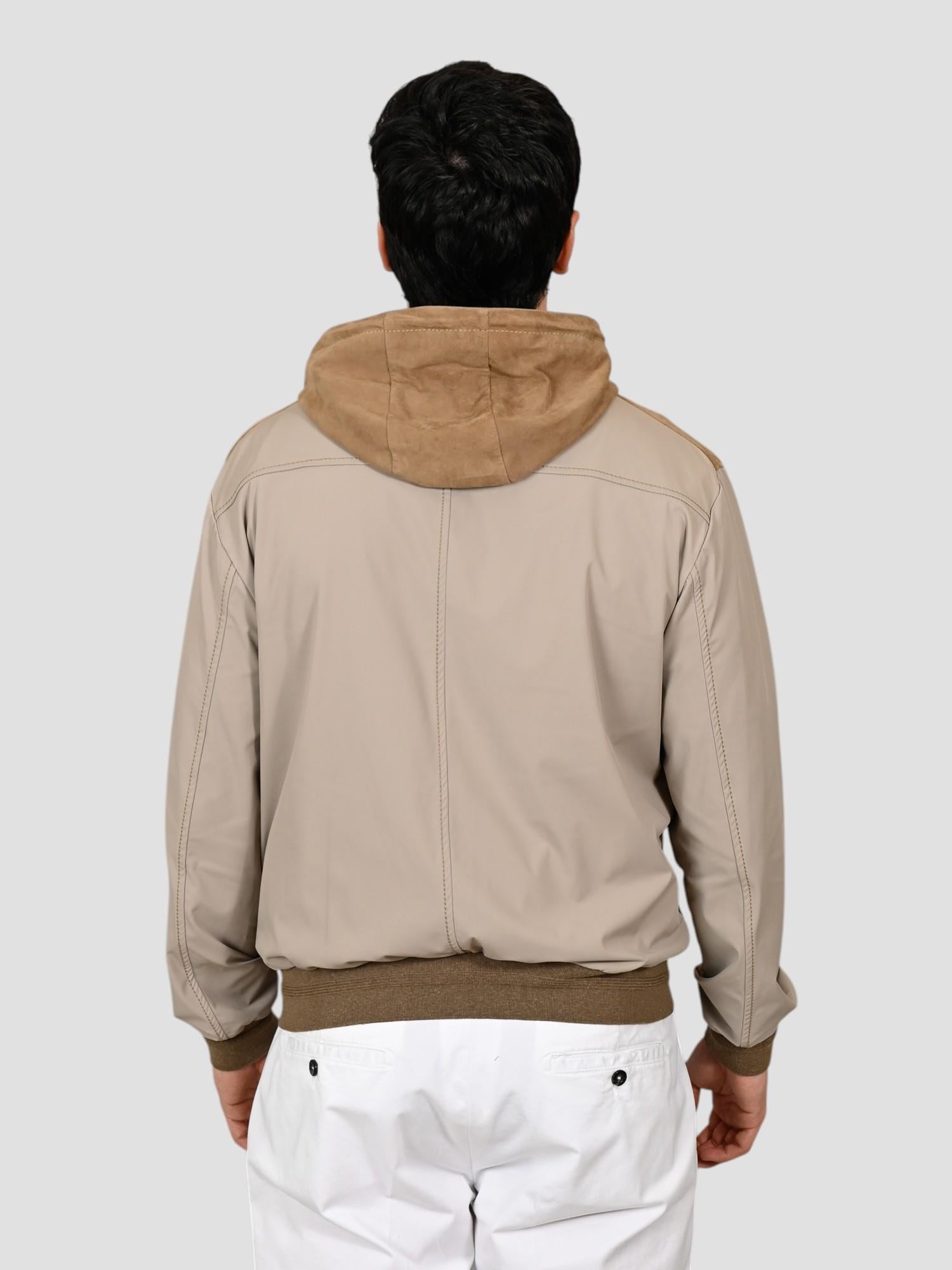 Giubbino sabbia JOHN MIX suede nylon JOHN MIX VANILLA THE JACK LEATHERS