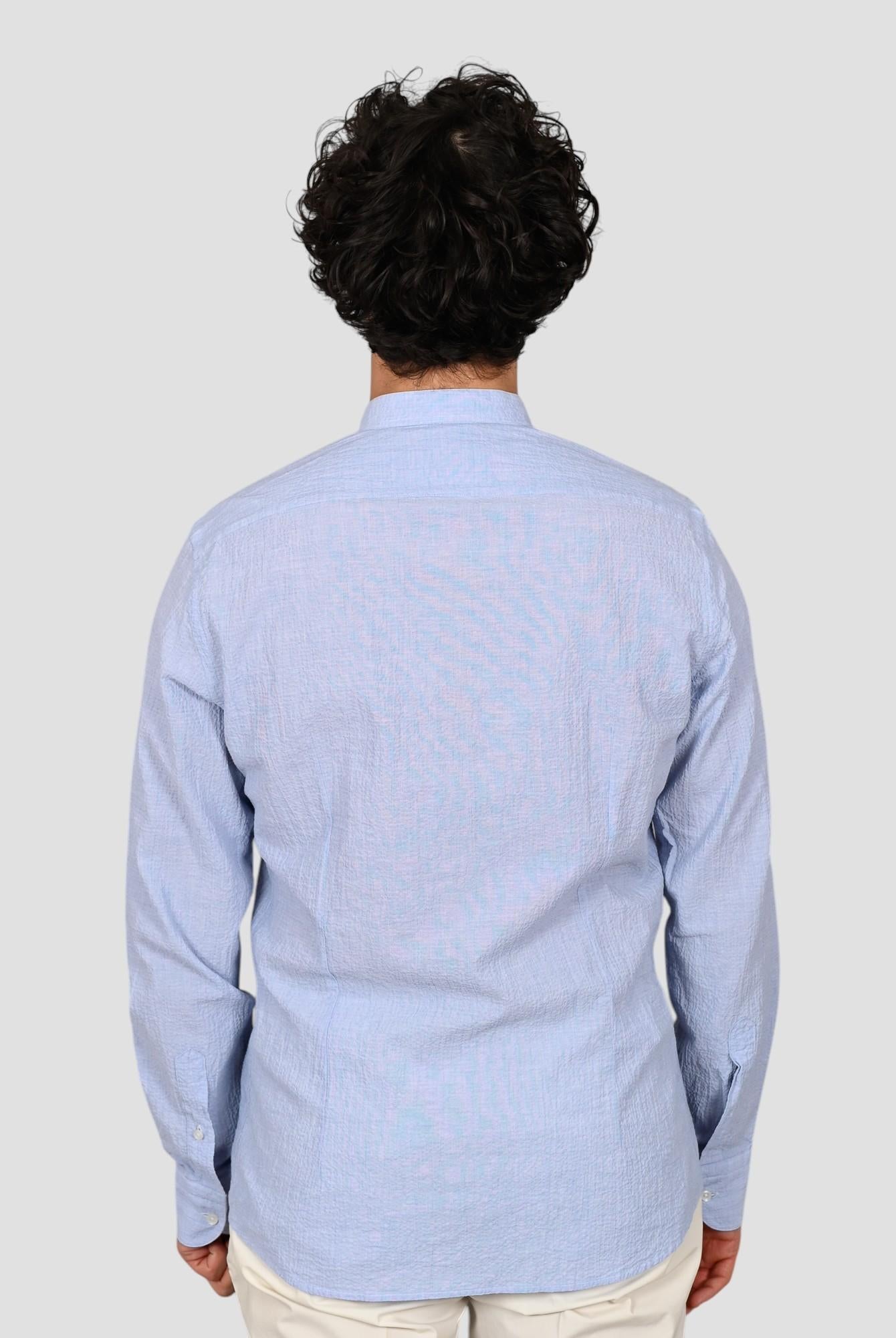 Camicia coreana ZF24 8163 seersucker celeste ZF248163 001 MARCUS