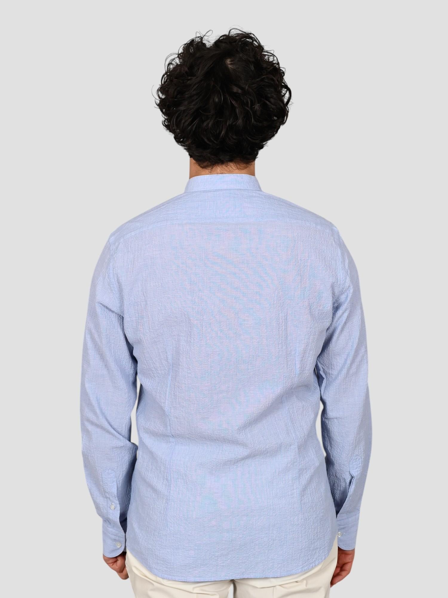 Camicia coreana ZF24 8163 seersucker celeste ZF248163 001 MARCUS