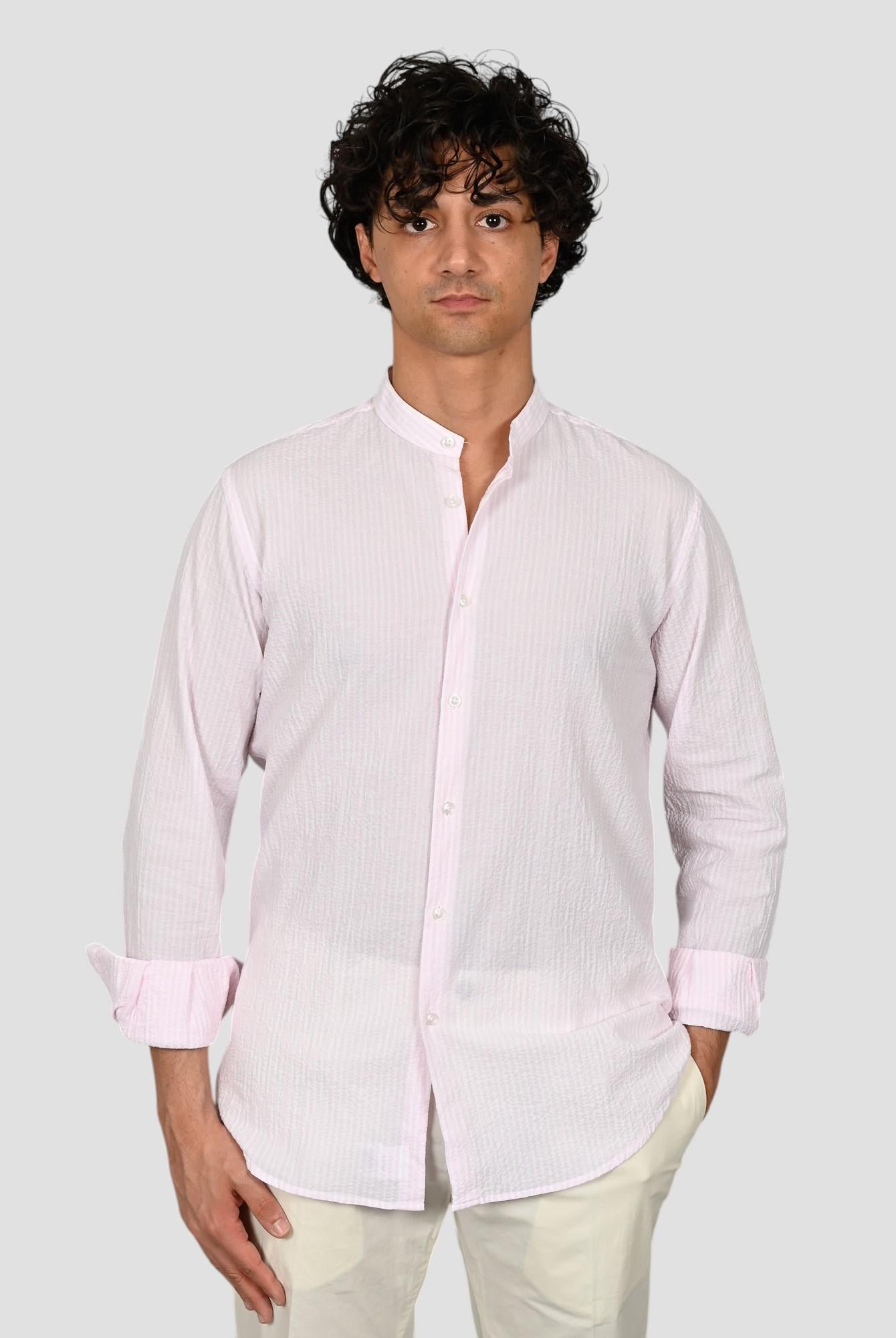 Camicia coreana ZF24 8158 rigata rosa ZF248158 002 MARCUS