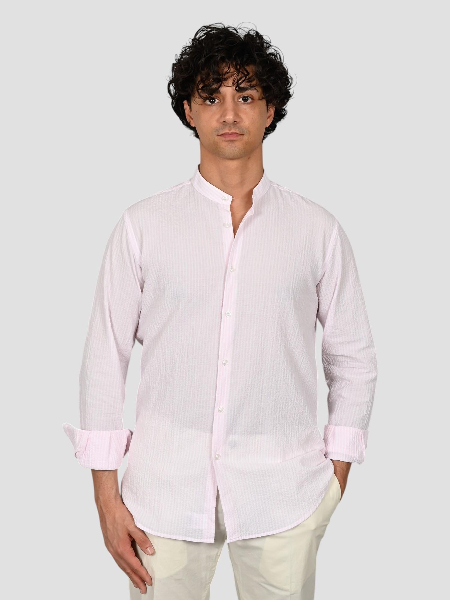 Camicia coreana ZF24 8158 rigata rosa ZF248158 002 MARCUS