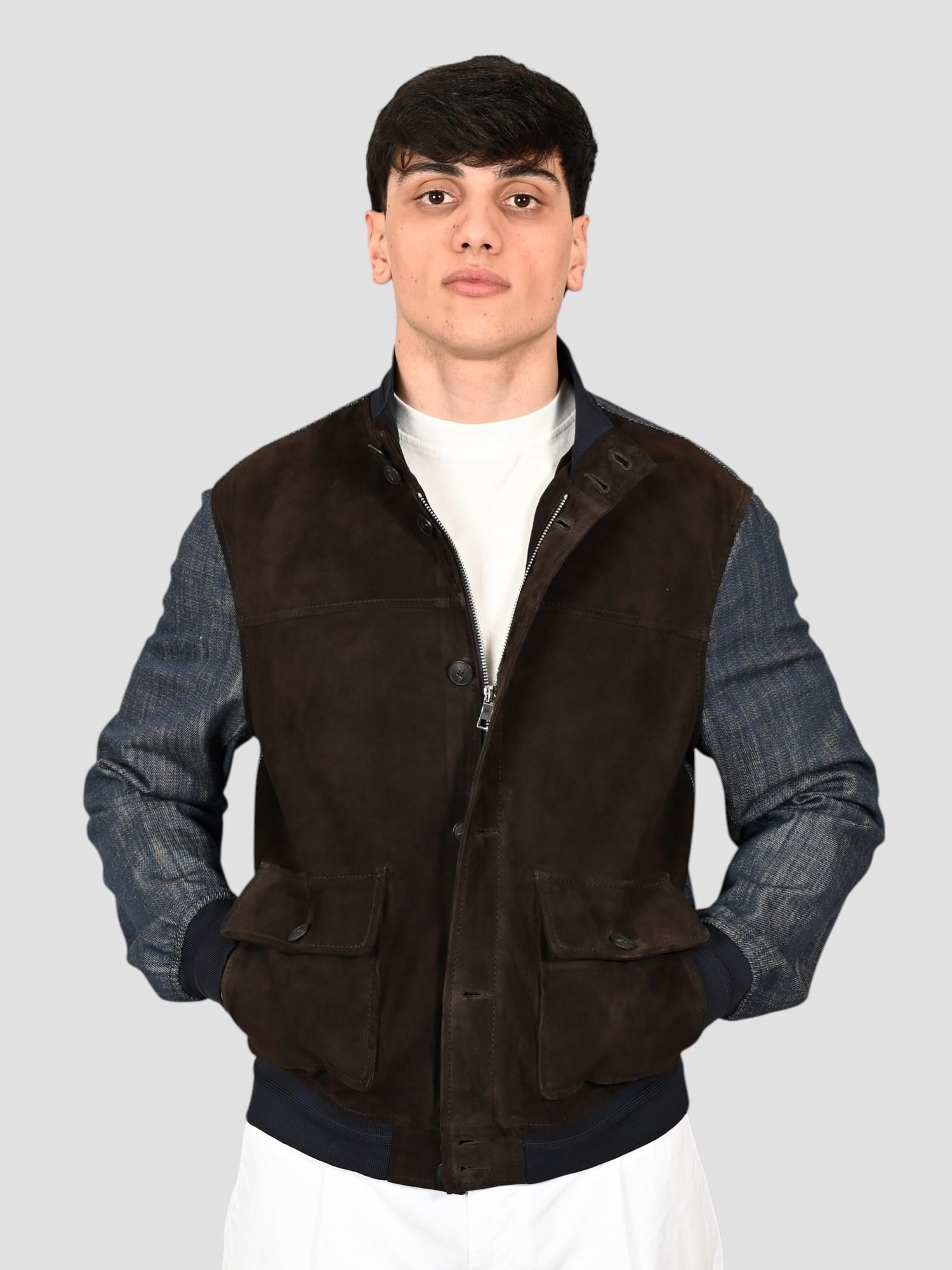 Giubbino ARGO DENIM suede dark brown ARGO DENIM DARK BROWN THE JACK LEATHERS