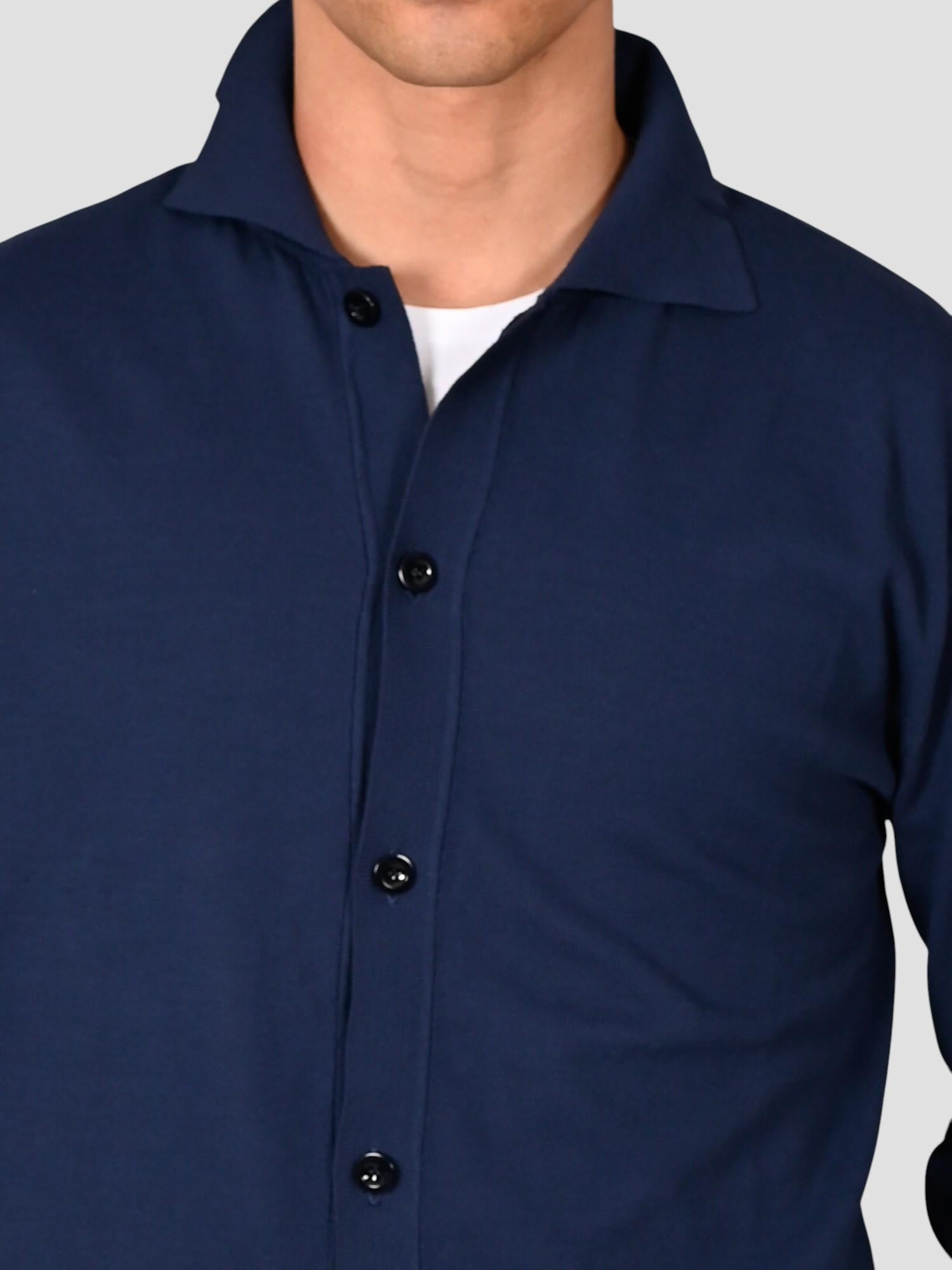 Cardigan camicia WO 2035 0023 blu WO 2035 0023 BLU WOOL & CO.