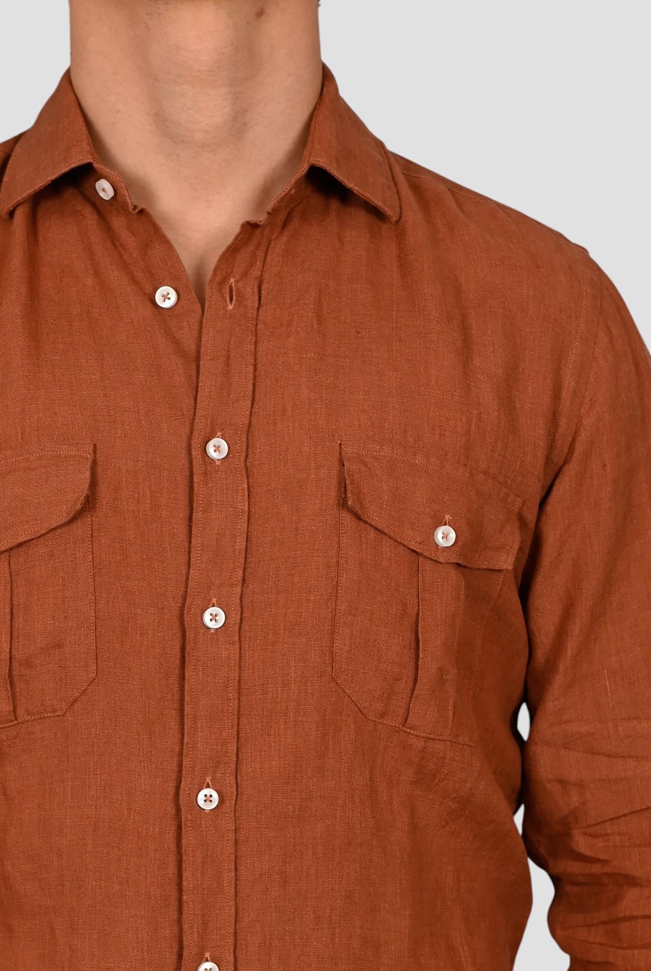 Camicia tabacco 16W4 8837 puro lino 16W48837 009 MARCUS