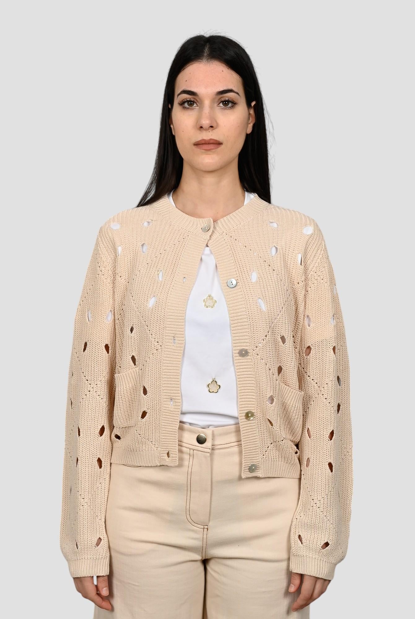 Cardigan giacca WW31065 sabbia traforato WW31065 SABBIA WHITE WISE